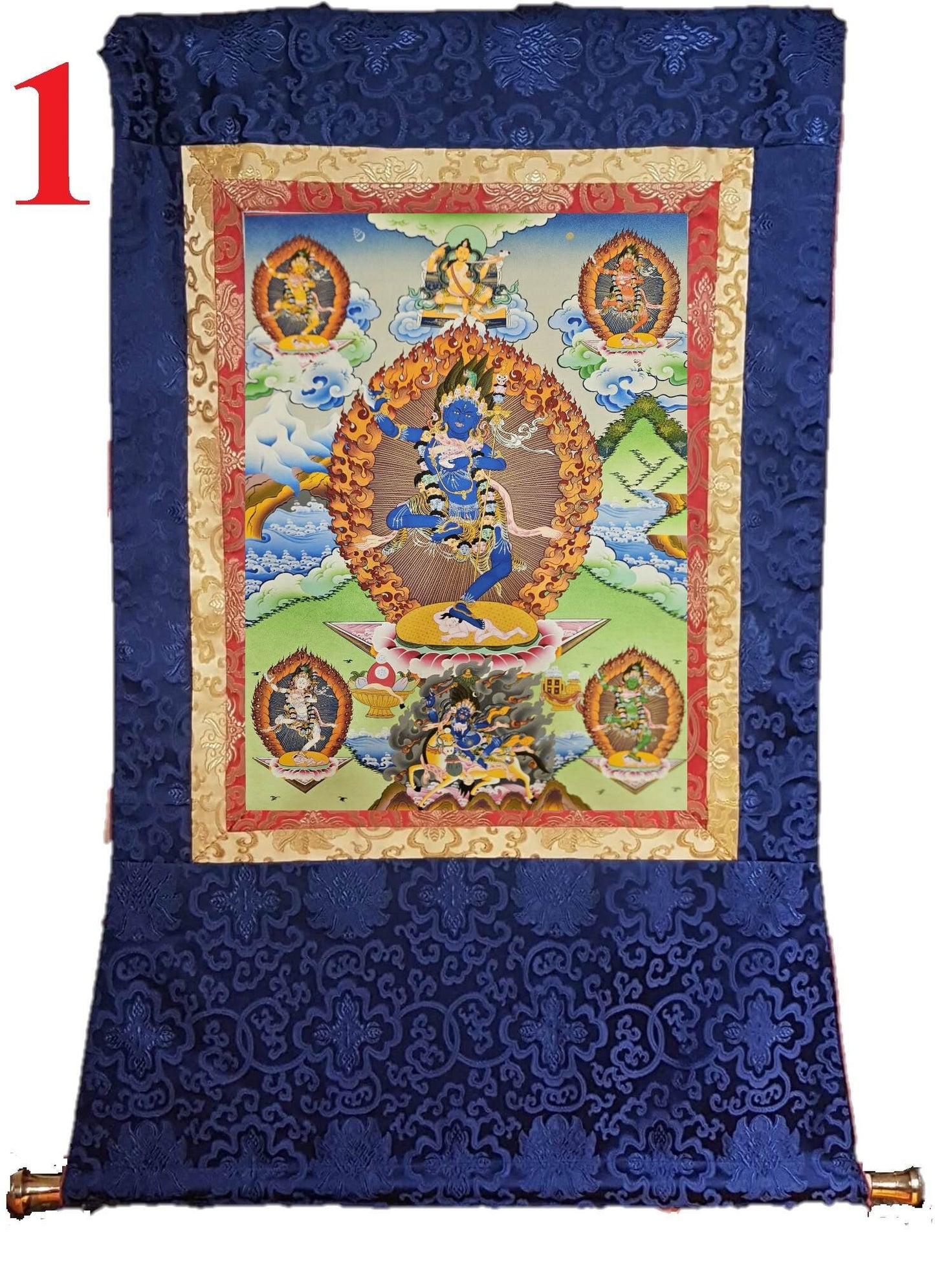 211. Troma Nagmo, the Black Wrathful Mother Thangka (Thanka). Free Brocade / Free Shipping.