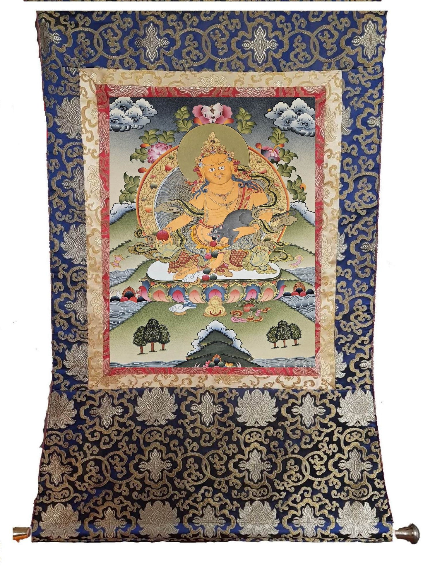 329. Jambhala or Zambhala Thangka (Thanka). Free Brocade / Free Shipping.