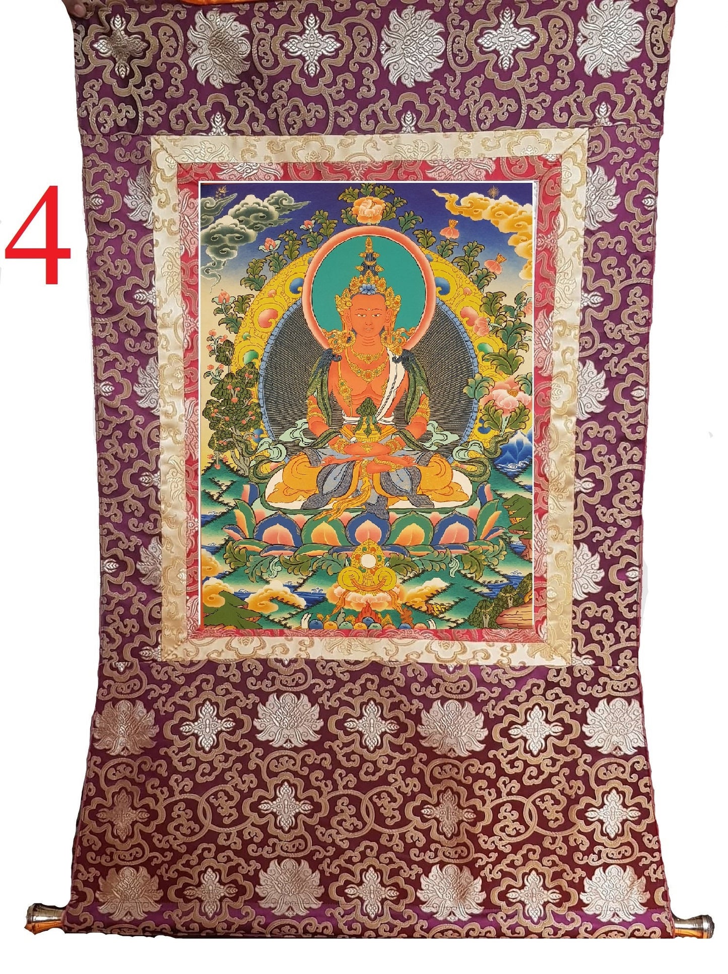 33. Amitayus Thangka (Thanka). Free Brocade / Free Shipping.