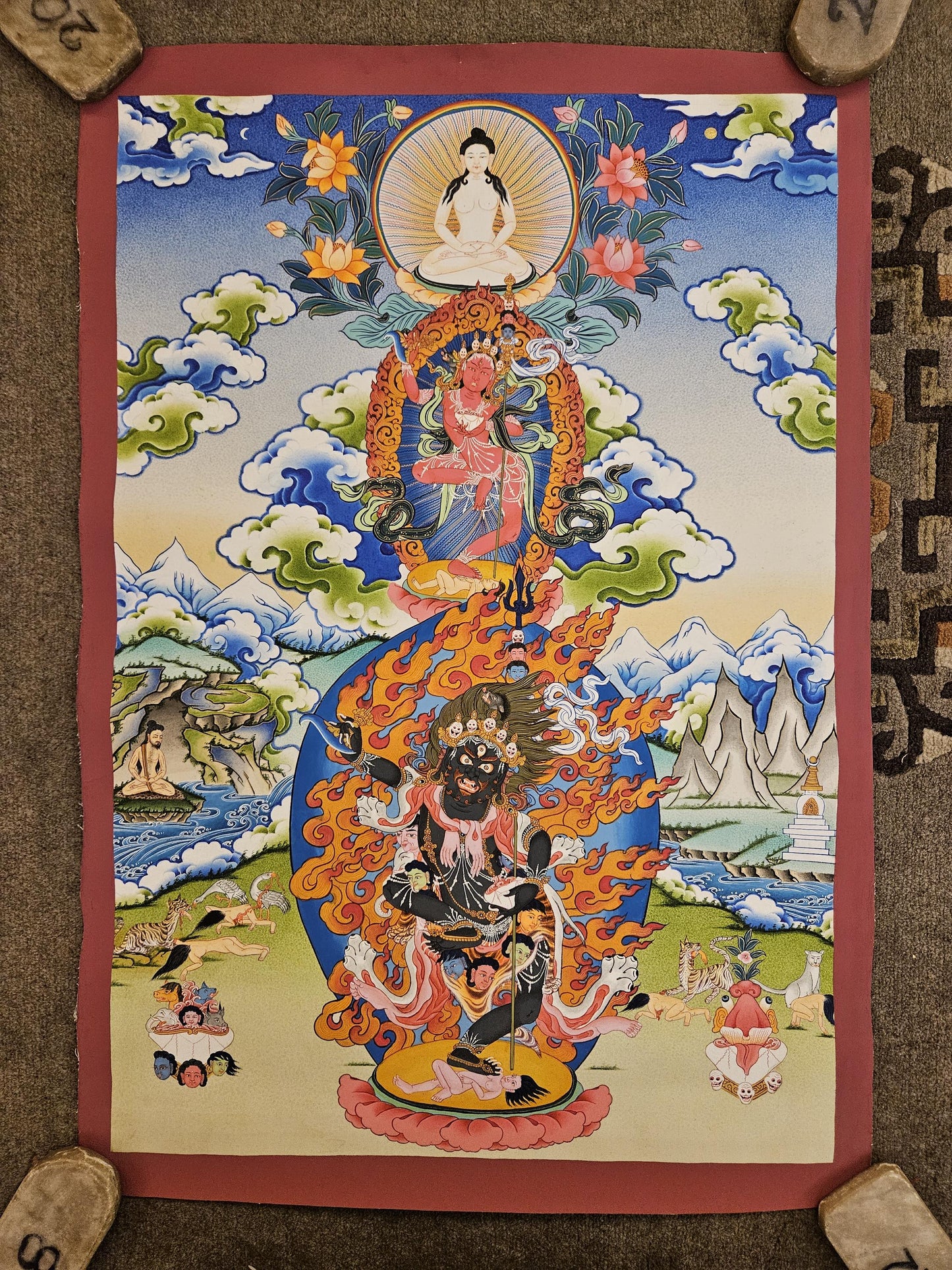 354. Trikaya (Troma Nagmo, Dorje Phagmo, Tapihritsa) Thangka (Thanka). Free Brocade / Free Shipping.