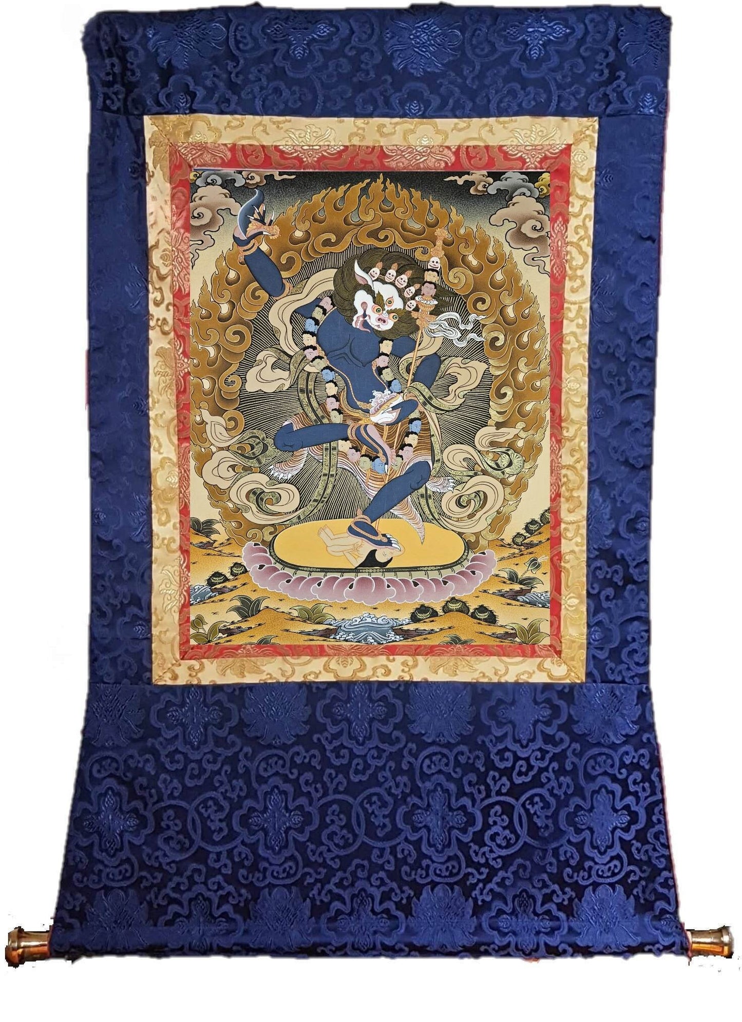 330. Simhamukha Senge Dongma (Lion-faced Dakini) Thanka (Thangka). Free Brocade / Free Shipping.