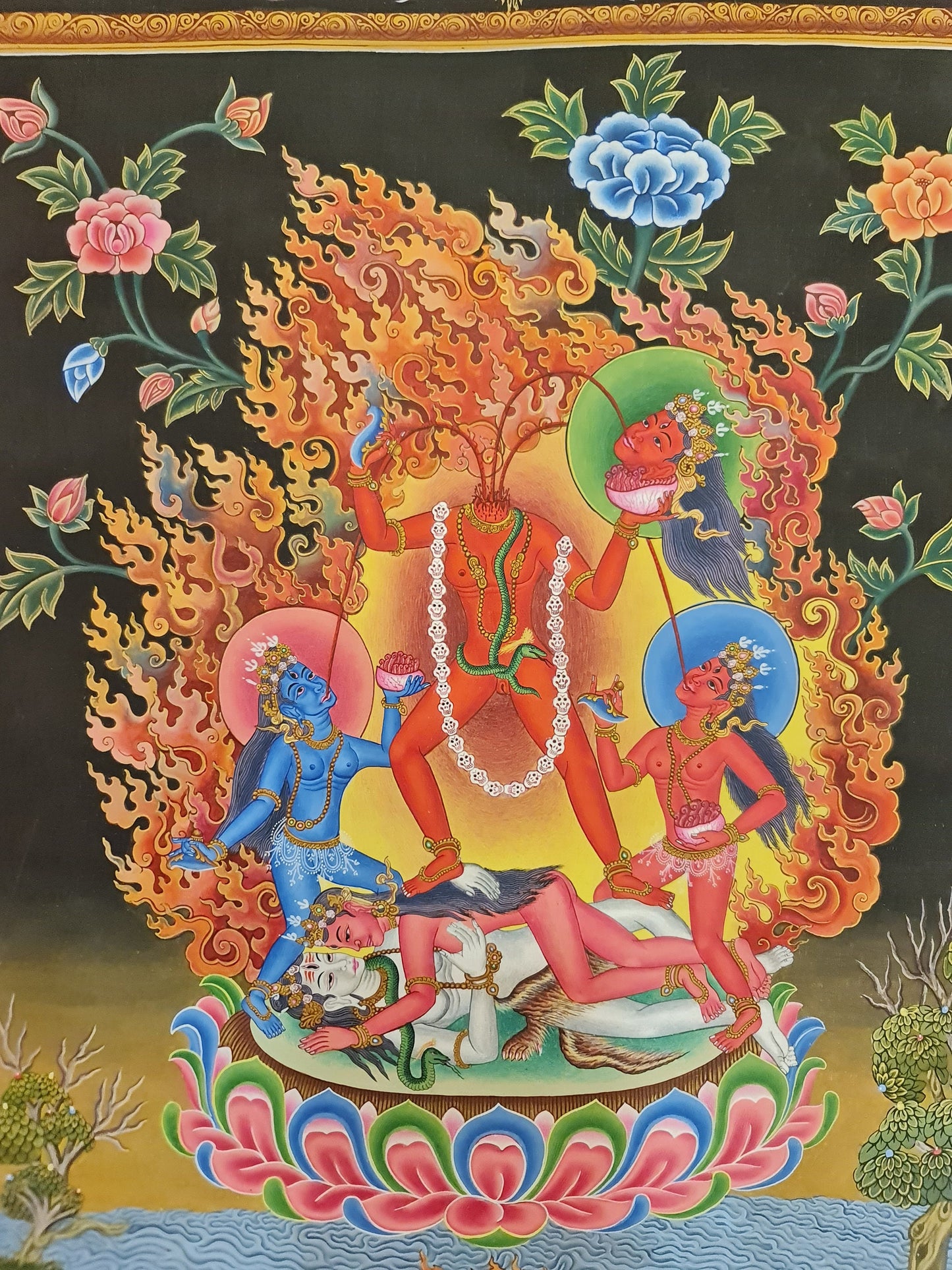 200. 20 Year Old Newari Style Paubha Chinnamasta Thanka . Free Shipping.