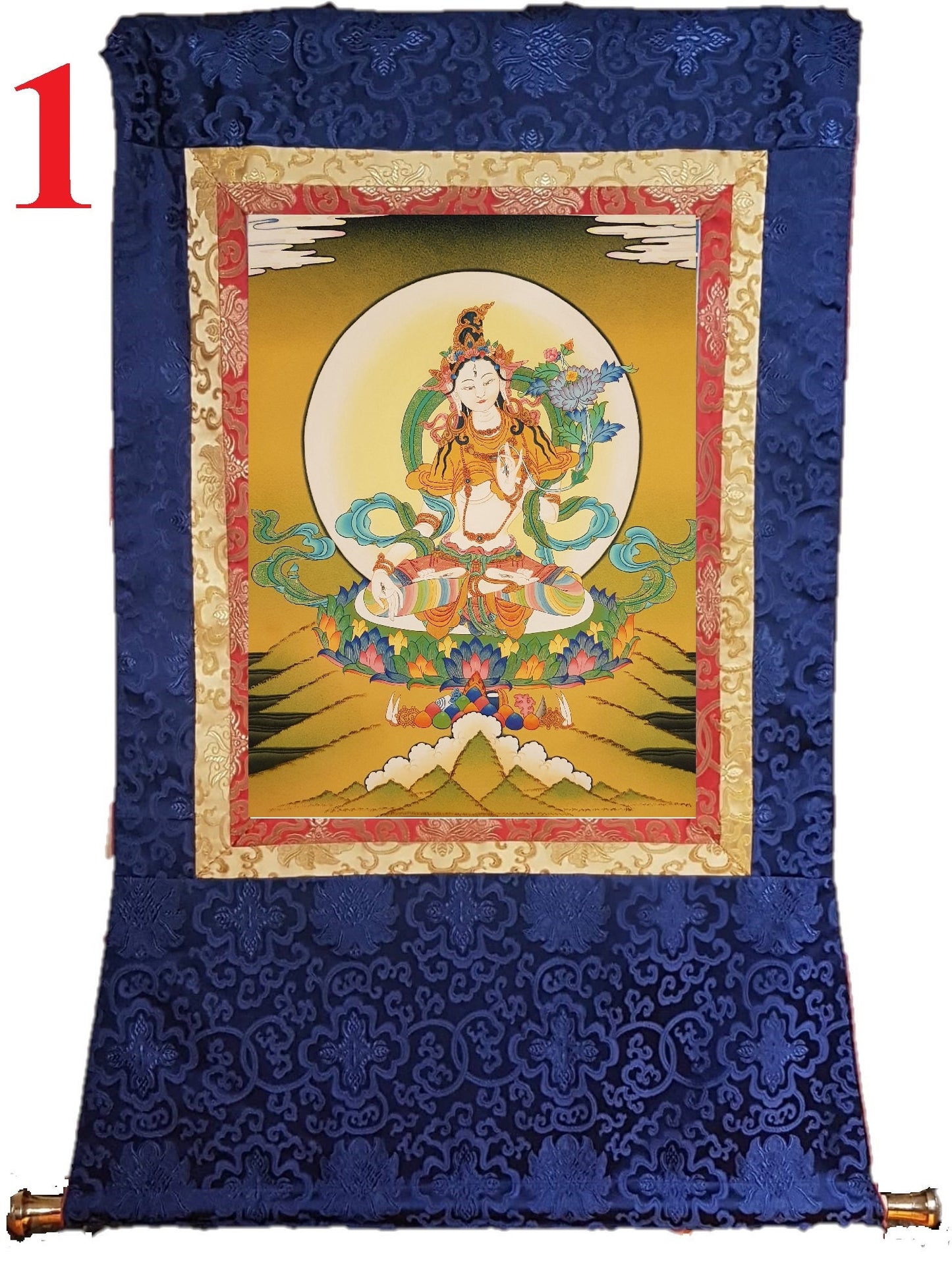 153. White Tara Thangka (Thanka). Free Brocade / Free Shipping.