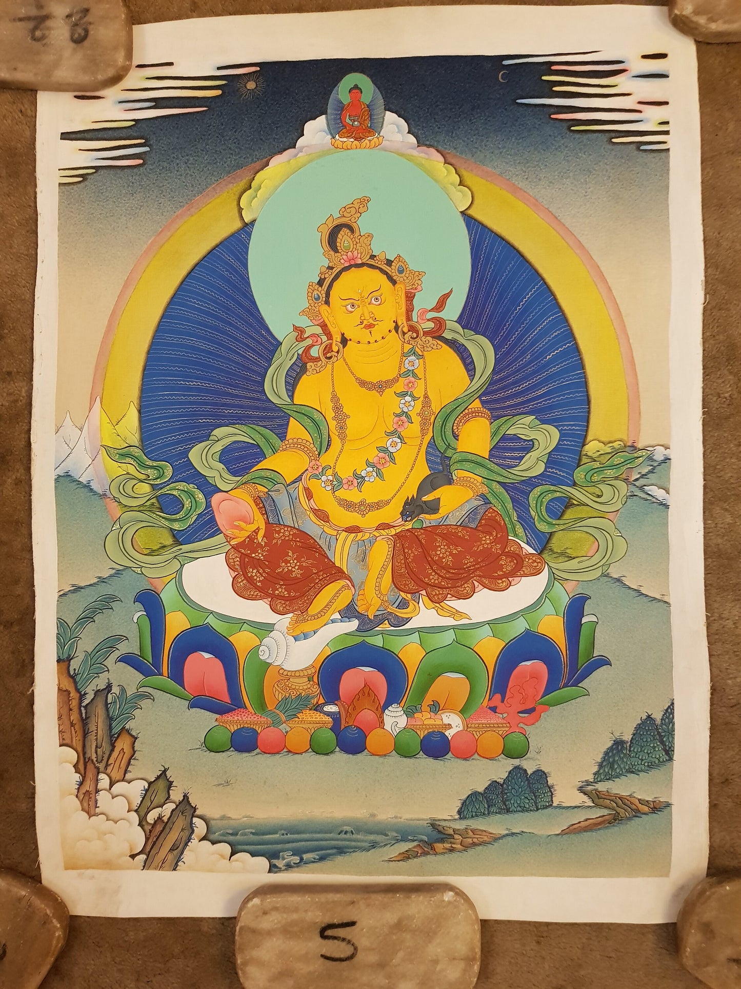 161. Jambhala or Zambhala Thangka (Thanka). Free Brocade / Free Shipping.