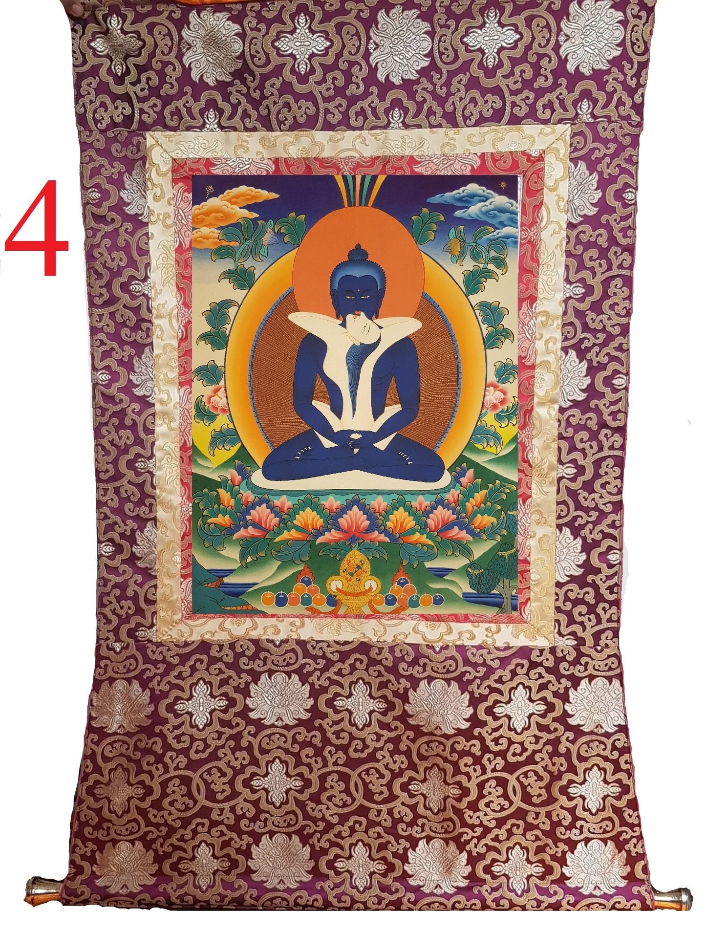 107. Samantabhadra Thangka (Thanka).  Free Brocade / Free Shipping.