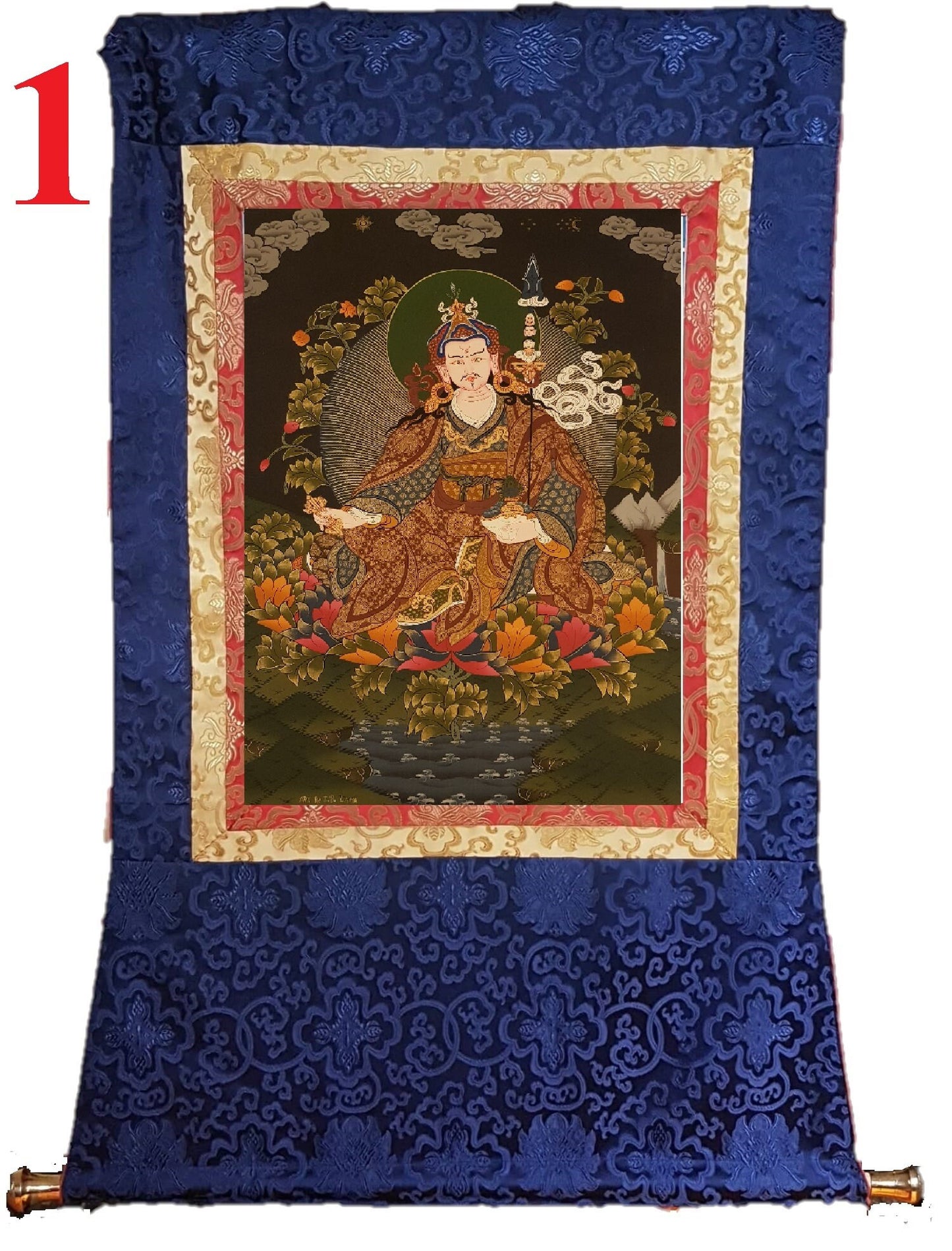 68. Guru Rinpoche Padmasambhava Thanka (Thangka). Free Brocade / Free Shipping.