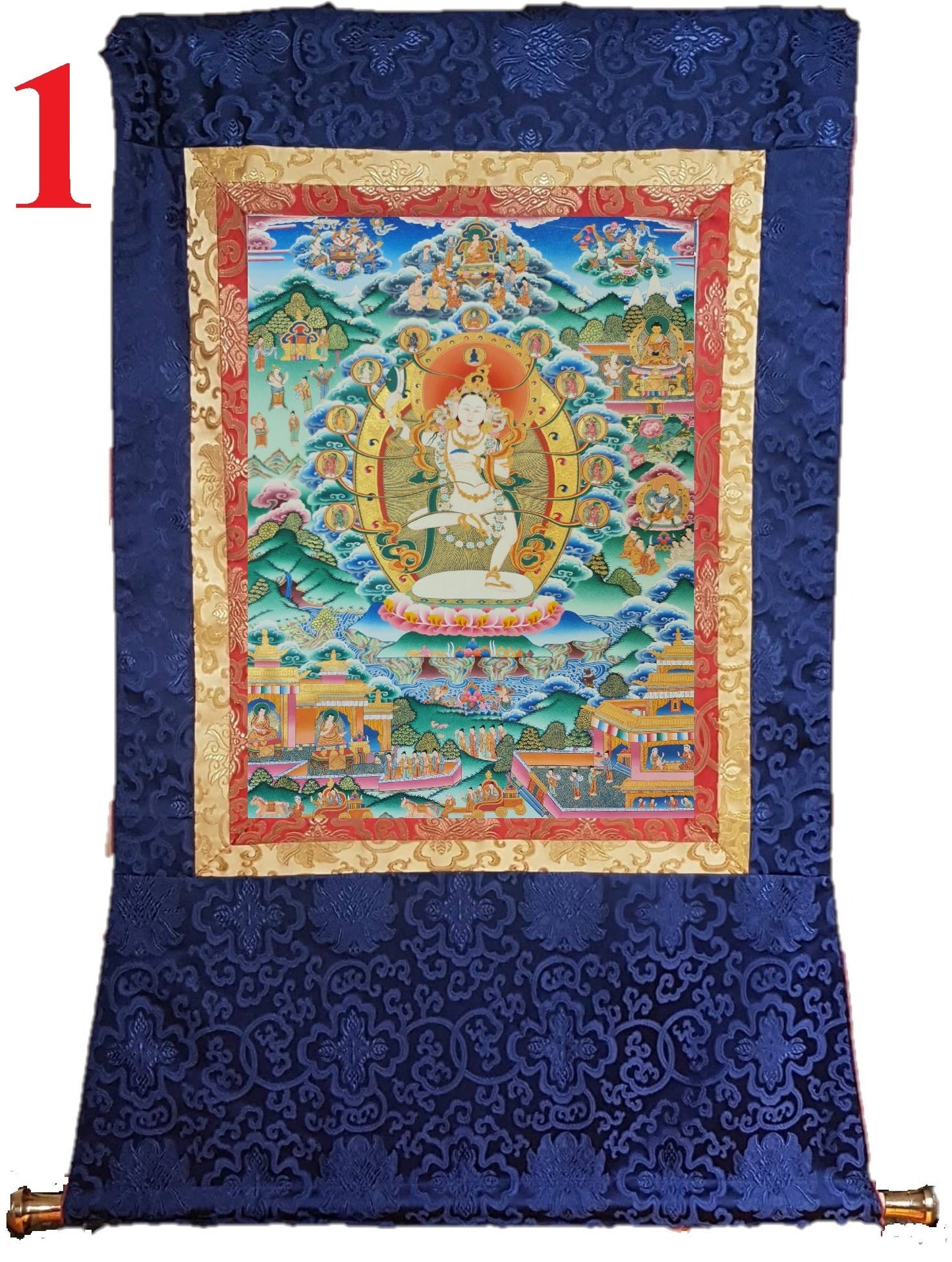 204. Machig Labdron for Chod Practice Thangka (Thanka). Free Brocade / Free Shipping.