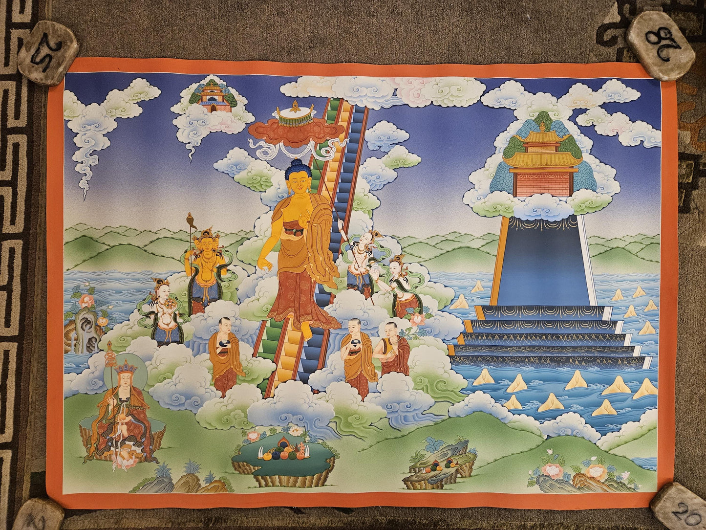 375. Maitreya (Metteyya) Buddha Mount Meru Thangka (Thanka). Free Shipping.