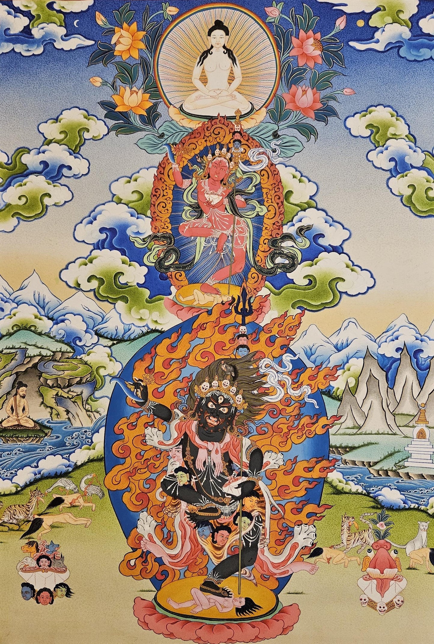 354. Trikaya (Troma Nagmo, Dorje Phagmo, Tapihritsa) Thangka (Thanka). Free Brocade / Free Shipping.