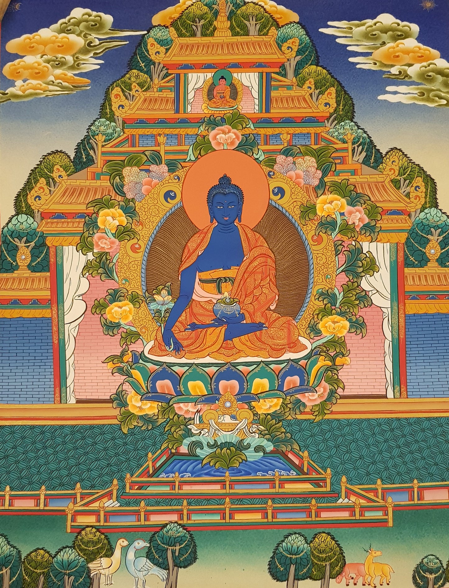 88. Medicine Buddha Thanka (Thangka). Free Brocade / Free Shipping.