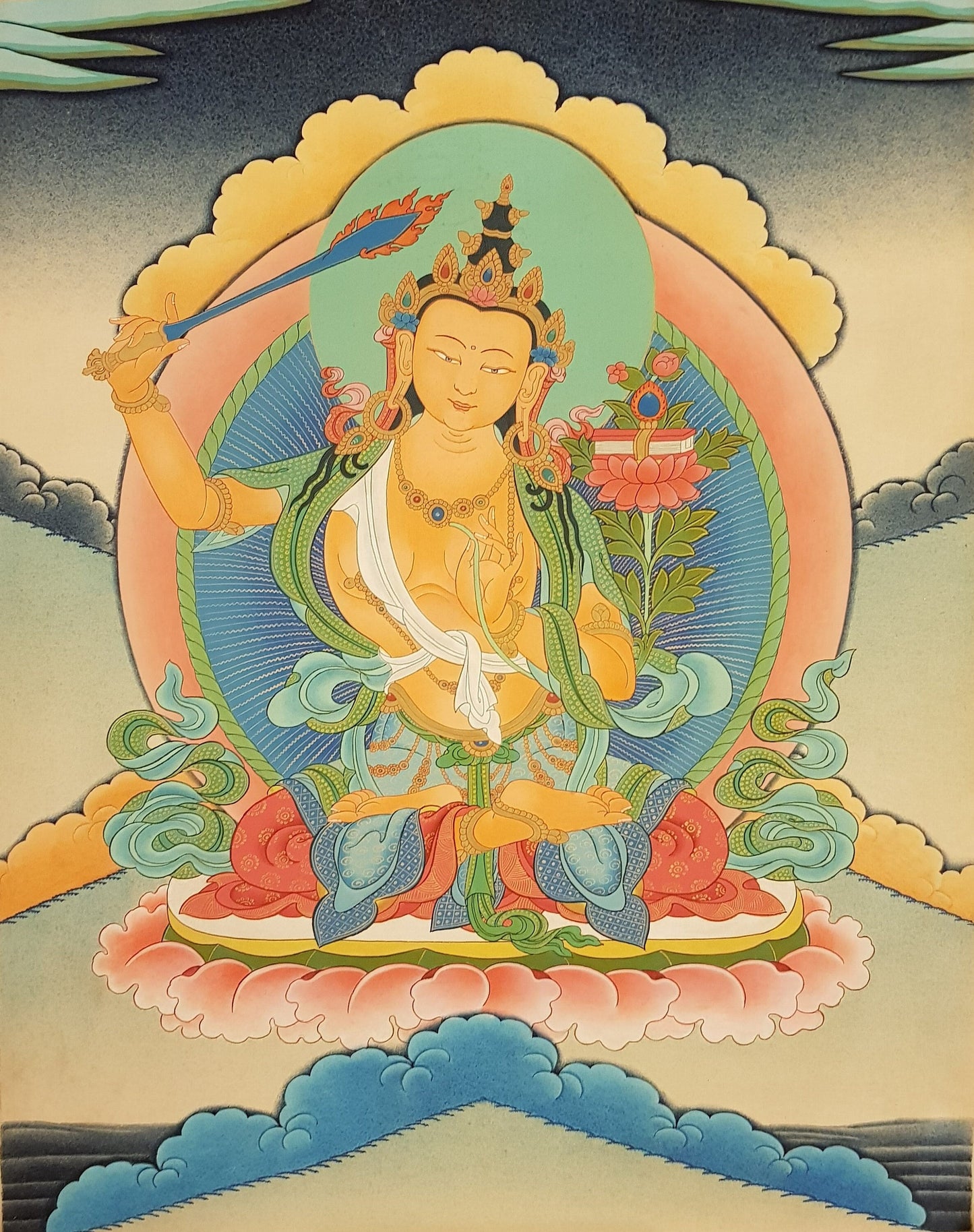 83. Manjushree (Manjushri) Thangka (Thanka). Free Brocade / Free Shipping.