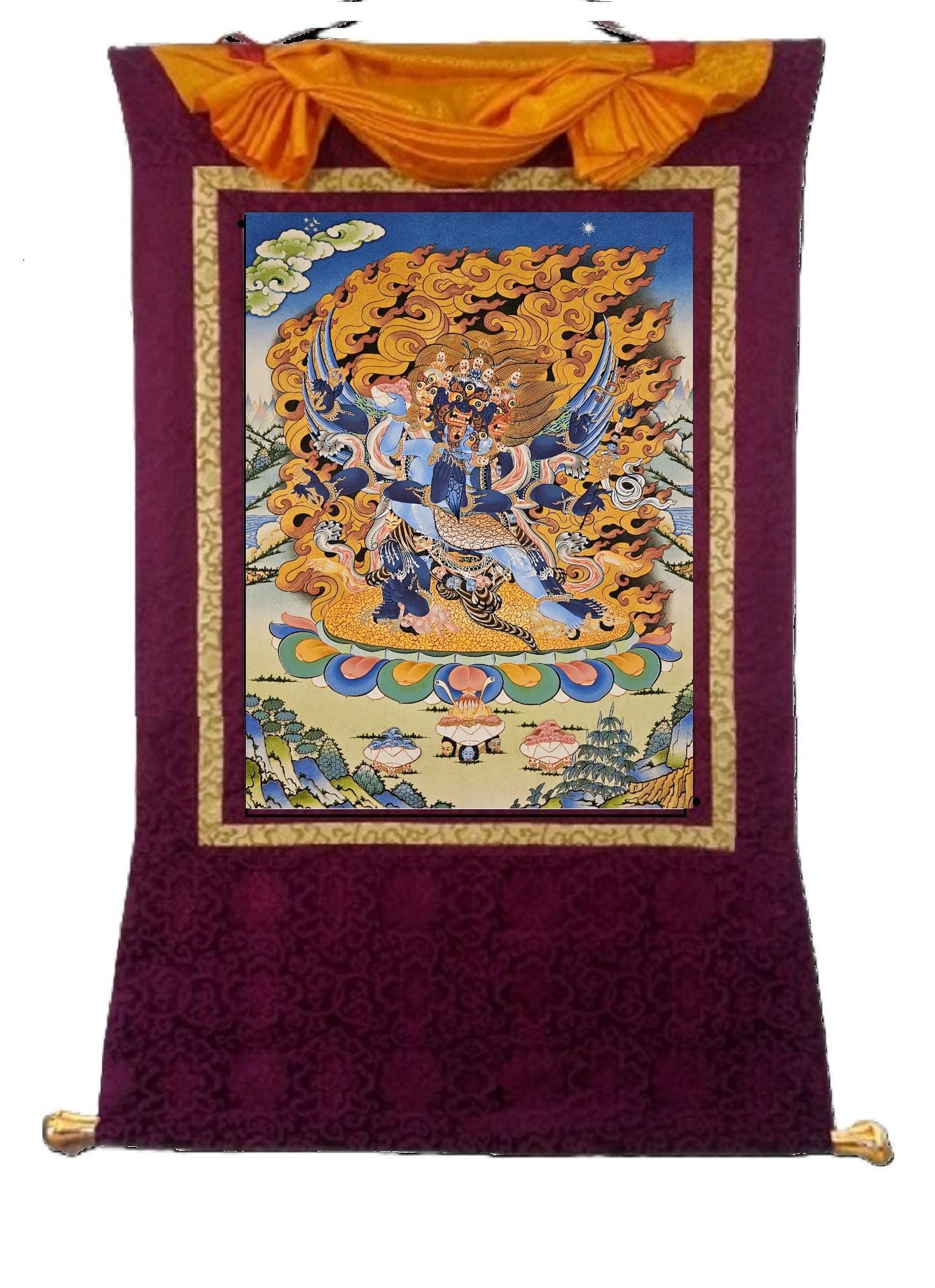 130. Vajra Kilaya (Dorje Phurba) Thanka (Thangka). Free Brocade / Free Shipping.