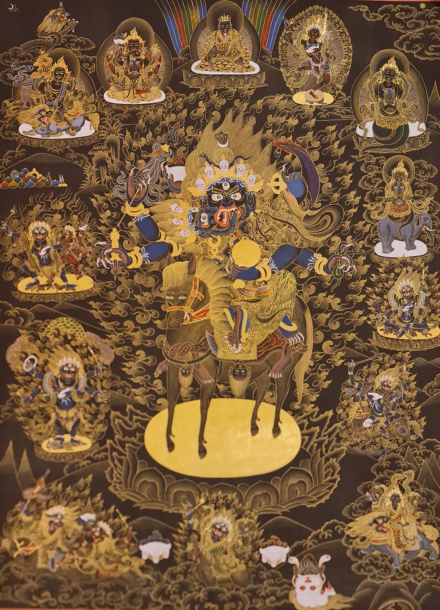 276. Rangjung Gyalmo & Bernagchen Mahakala / Mahakali Consort  Thanka (Thangka). Free Brocade / Free Shipping.