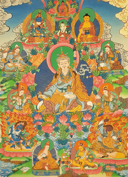 67. 8 Eight Guru Rinpoche Padmasambhava Tsen Gye Thanka (Thangka). Free Brocade / Free Shipping.