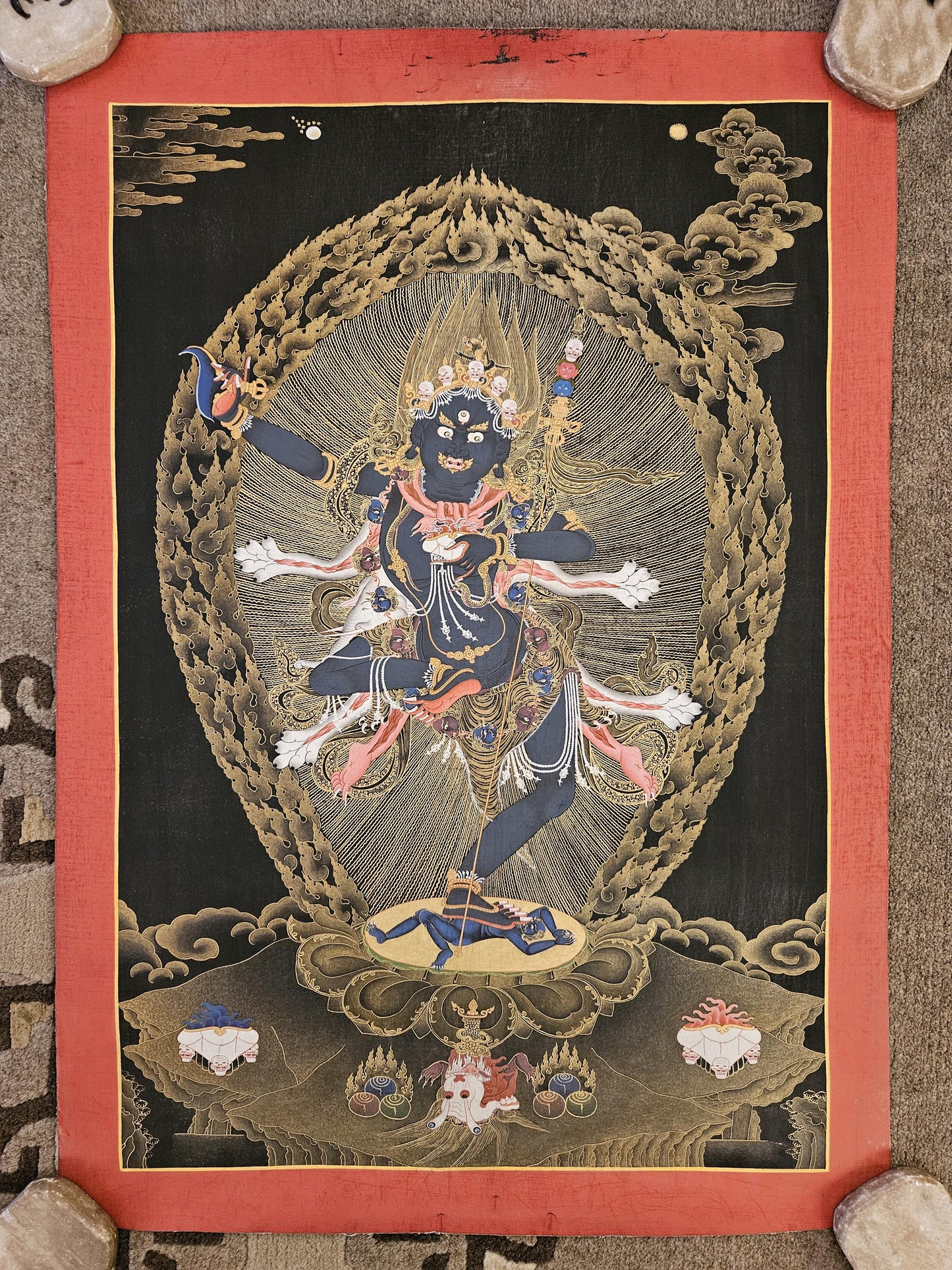 239. Troma Nagmo (Krodh Kali), the Black Wrathful Mother Thangka (Thanka). Free Brocade / Free Shipping.