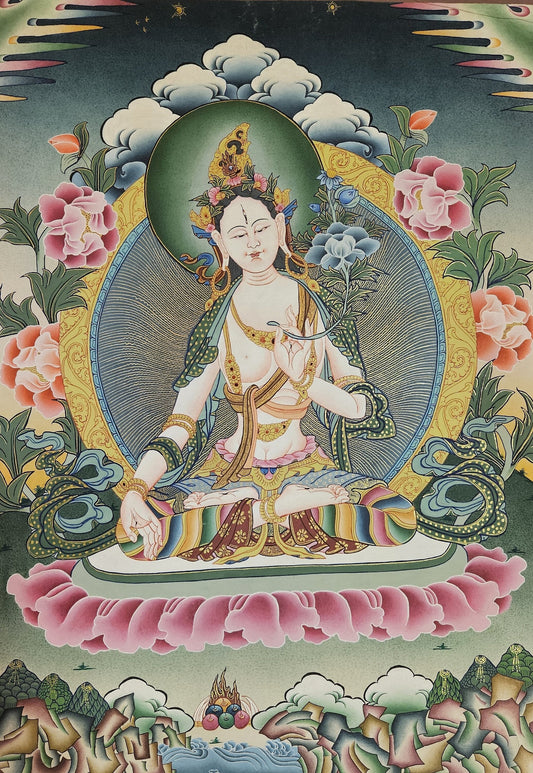 310. White Tara Thangka (Thanka). Free Brocade / Free Shipping.
