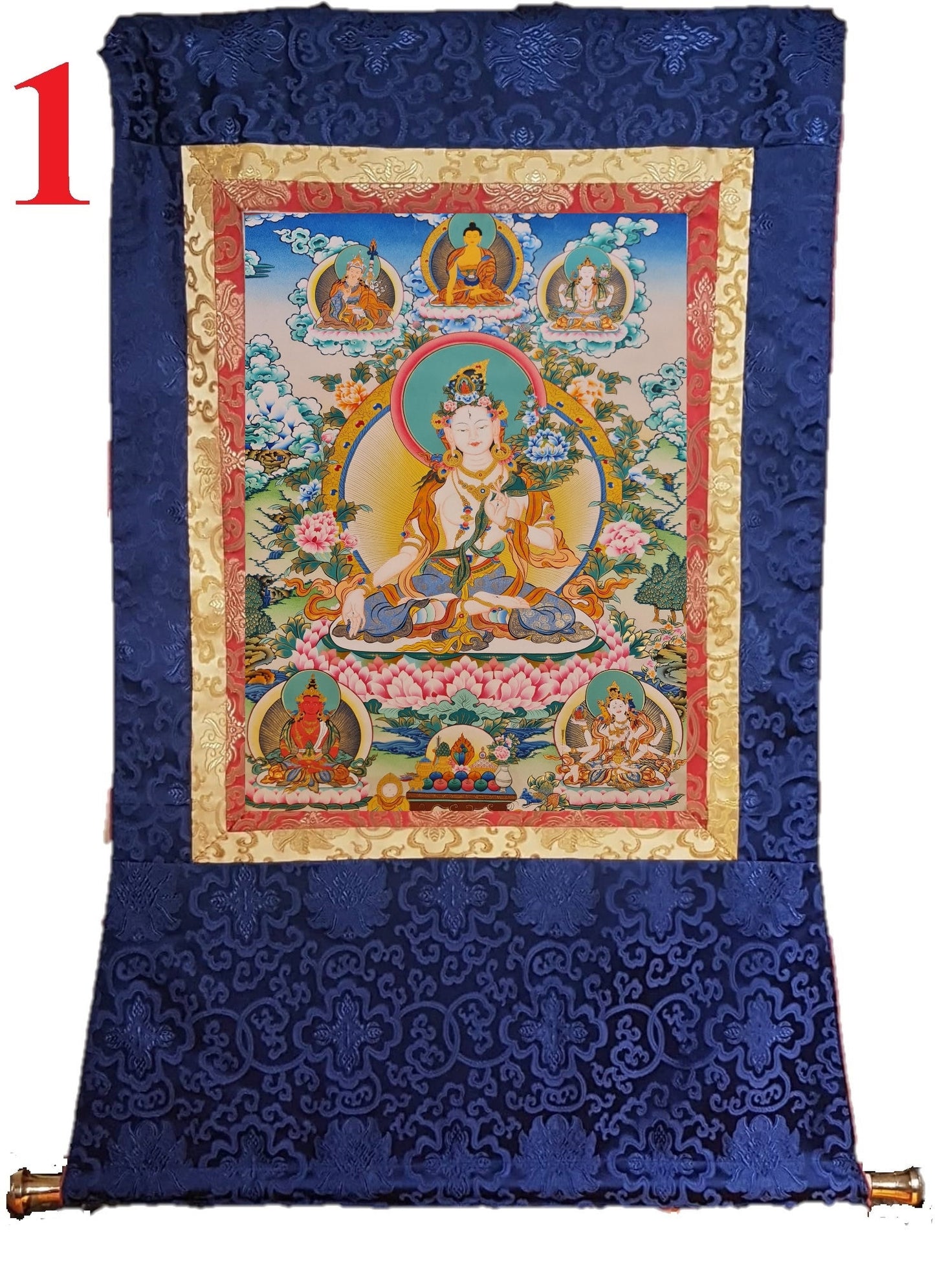 207. White Tara Thangka (Thanka). Free Brocade / Free Shipping.