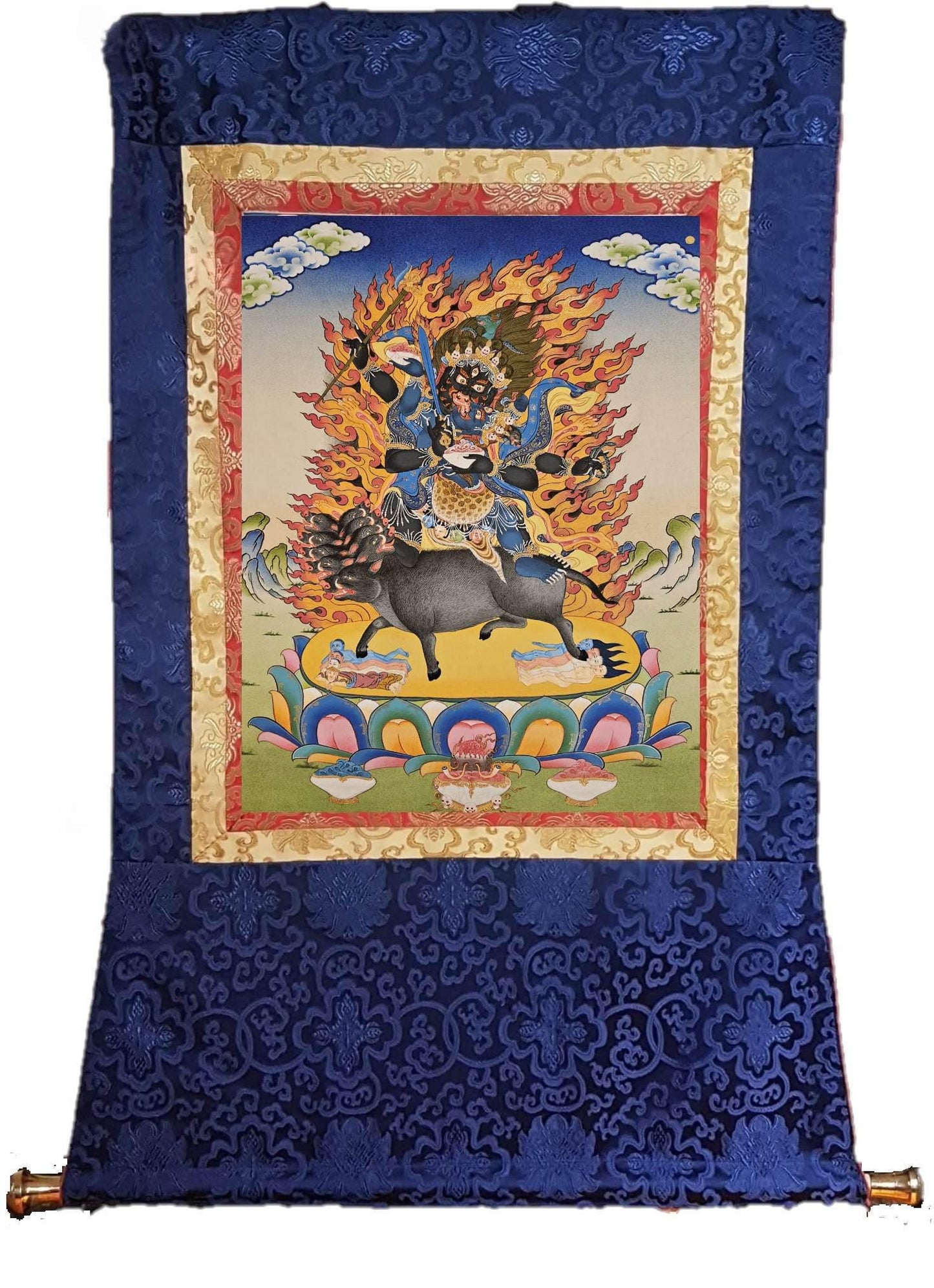 374. Wrathful Black Hayagriva Wrathful Black Hayagriva (Thangka). Free Brocade / Free Shipping.