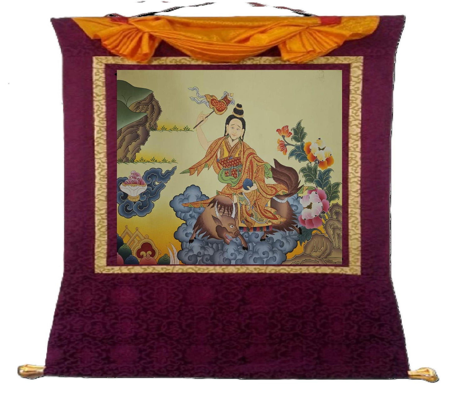 358. Genyan (Protector of Thrangu Rinpoche’s Monastery) Thangka (Thanka). Free Brocade / Free Shipping.