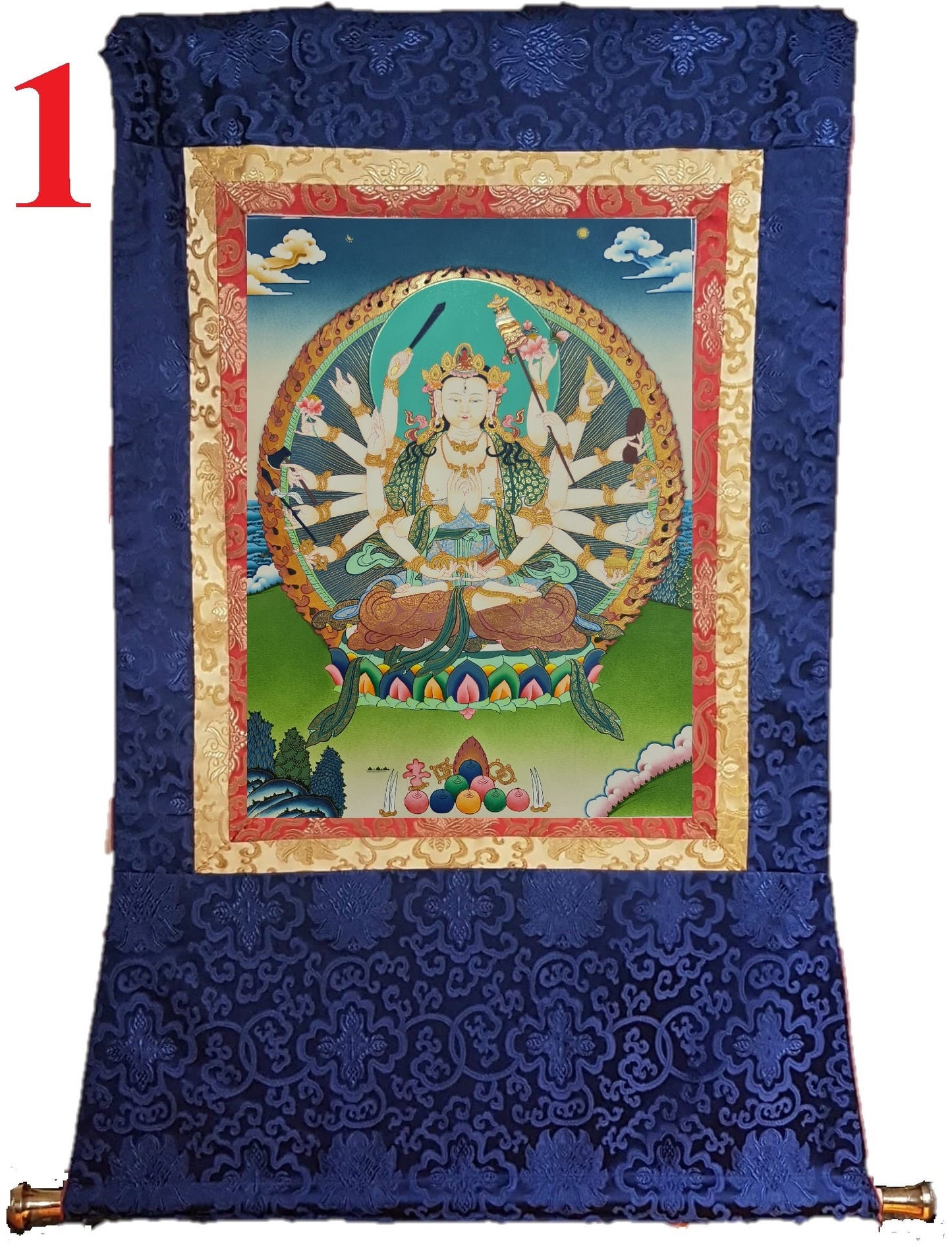 177. Cundi (Chundi) Bodhisattva Thangka (Thanka). Free Brocade / Free Shipping.