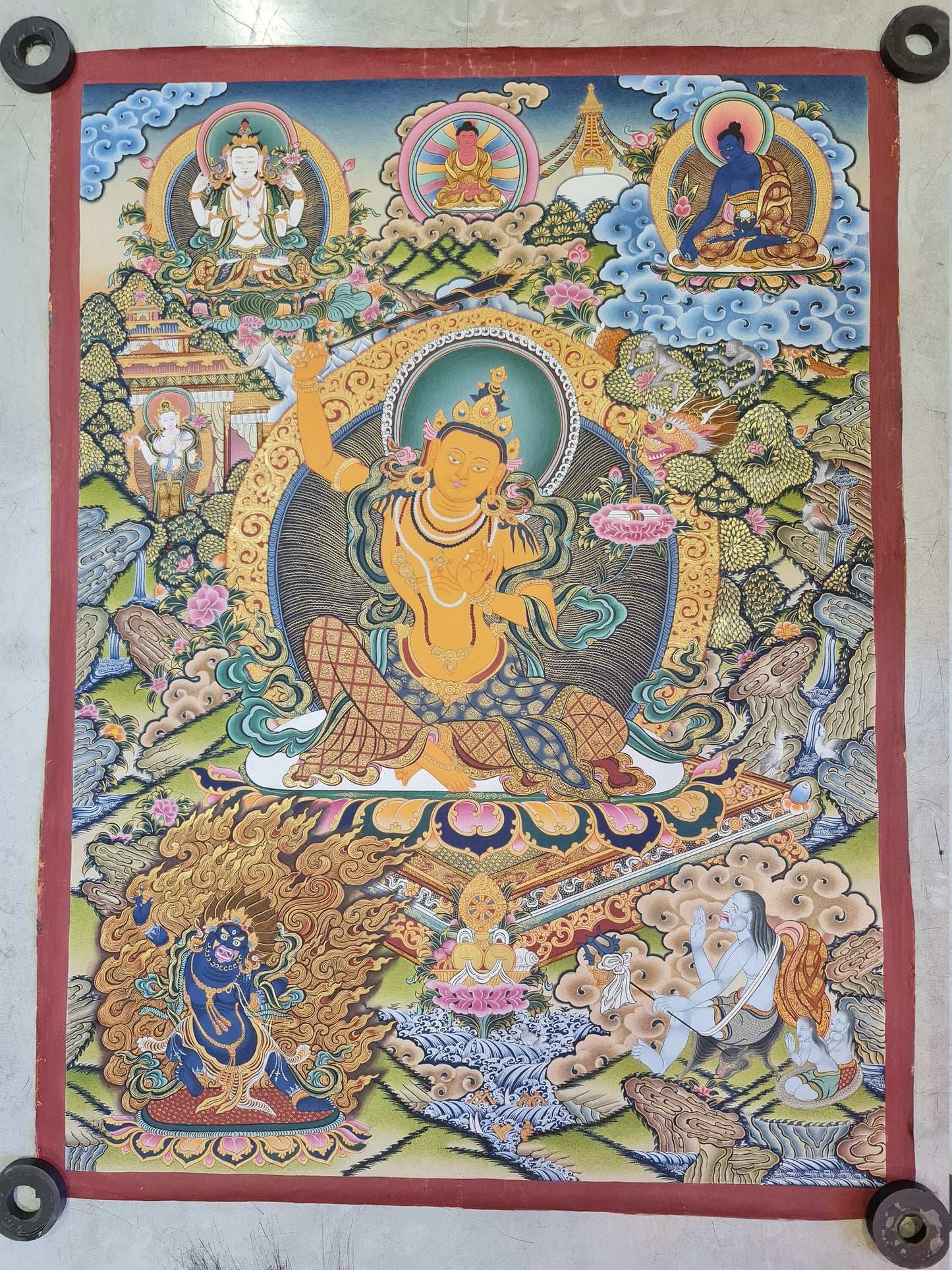 192. Manjushree (Manjushri) Thangka (Thanka). Free Brocade / Free Shipping.