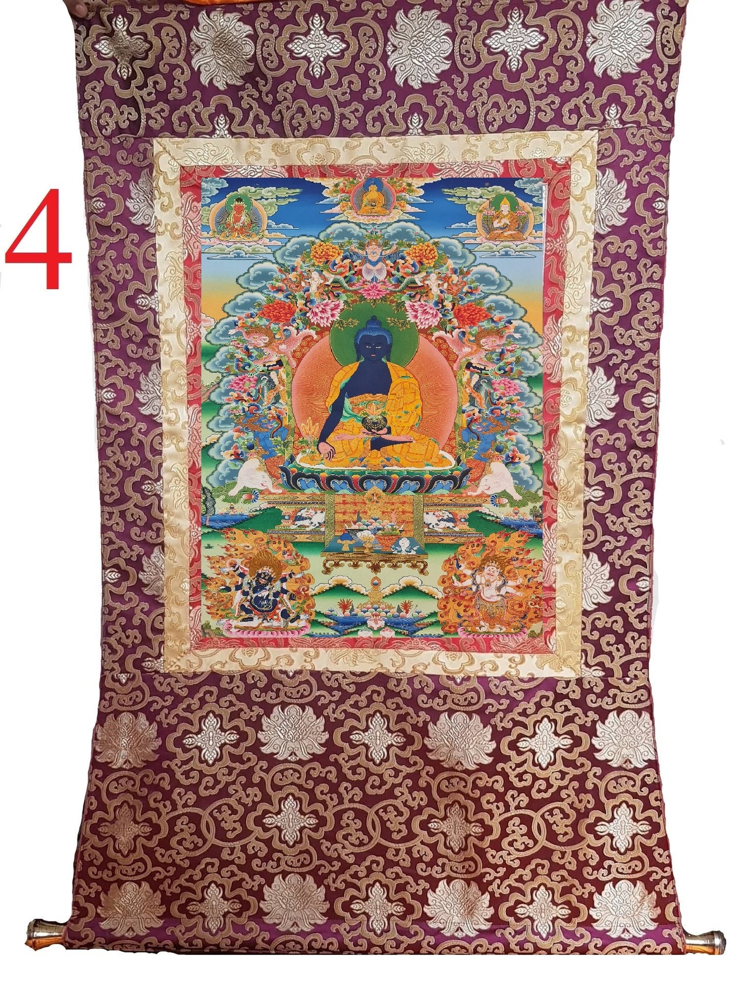 189. Medicine Buddha Thanka (Thangka). Free Brocade / Free Shipping.