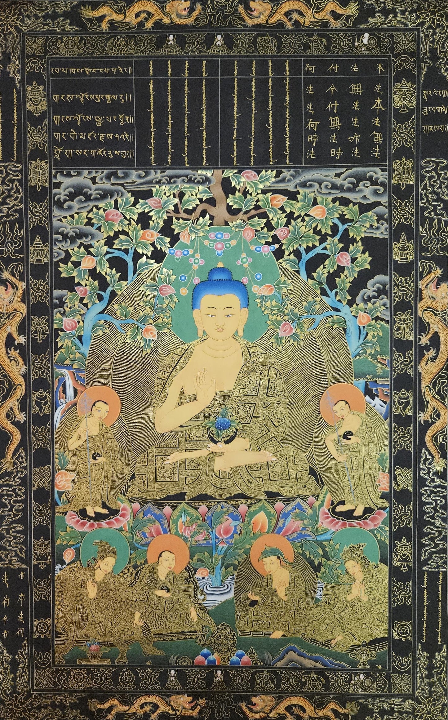 370. Buddha Kanakamuni Konagamana Kanakagamana Thangka (Thanka). Free Brocade / Free Shipping.
