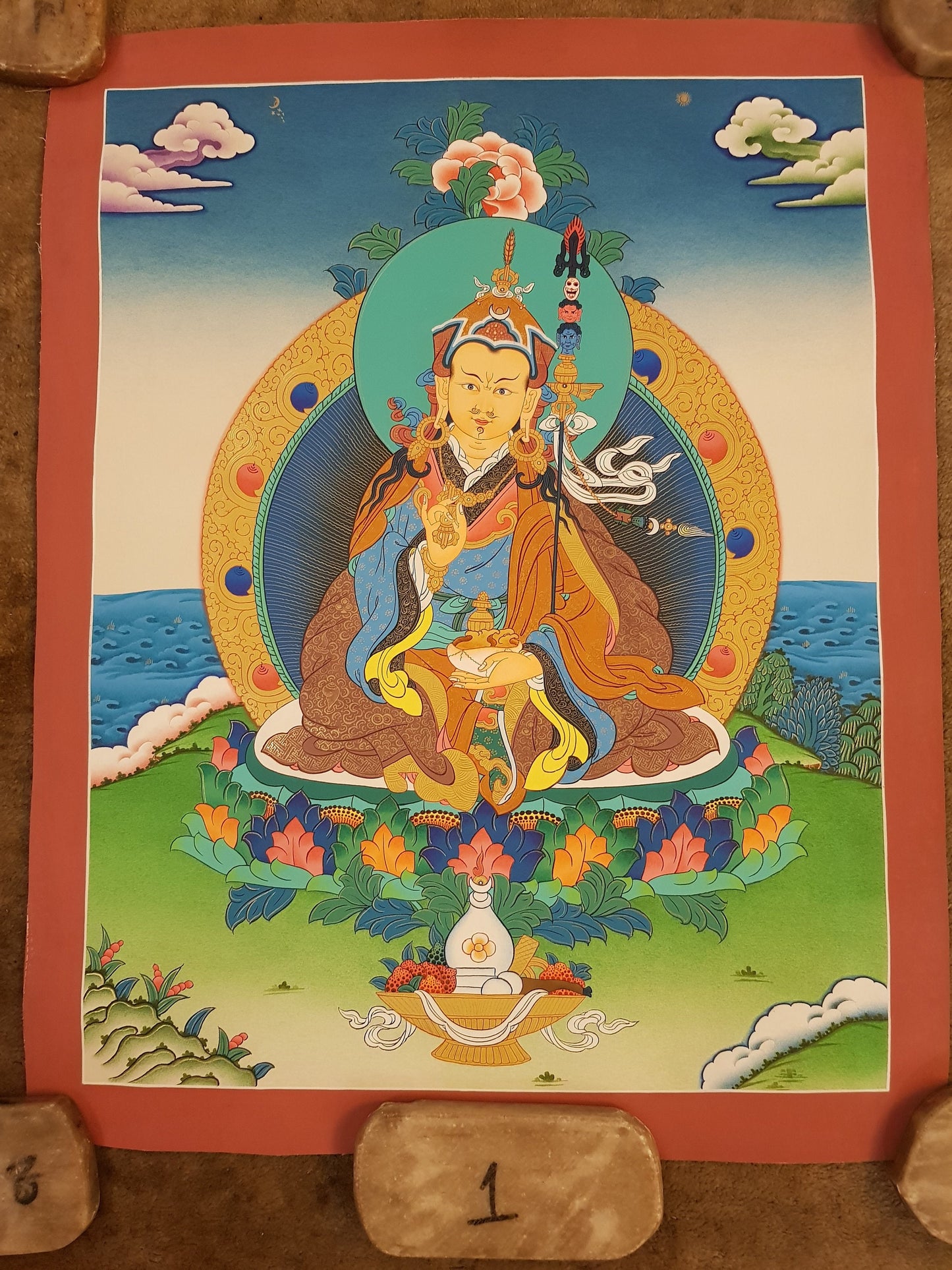 63. Guru Rinpoche Padmasambhava Thanka (Thangka). Free Brocade / Free Shipping.