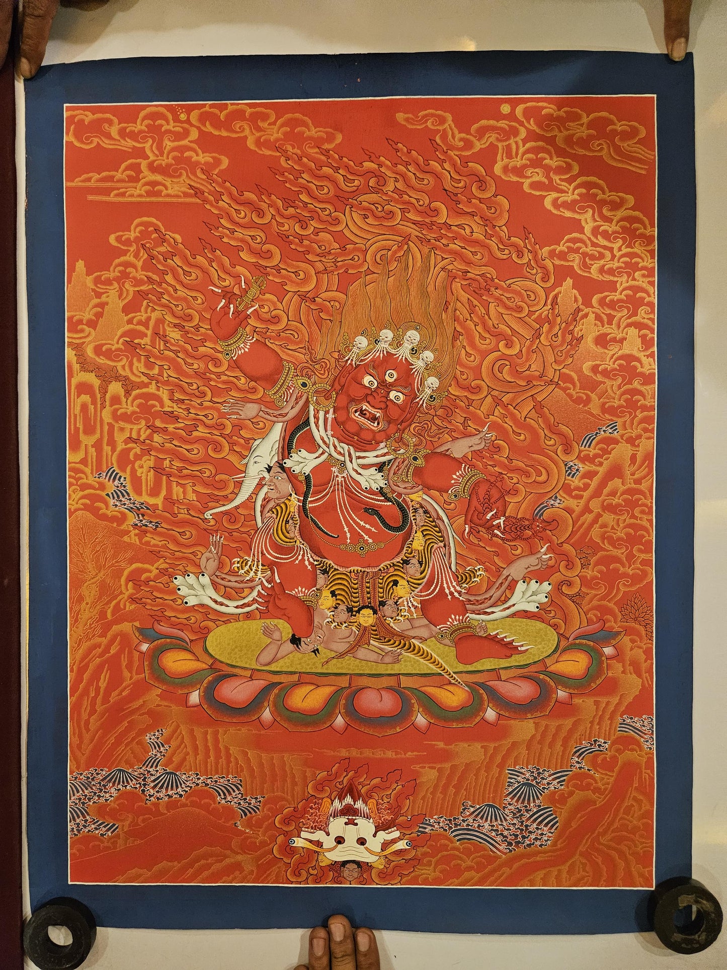 19. Guru Dragpo Thangka (Thanka) Painting. Free Brocade / Free Shipping.