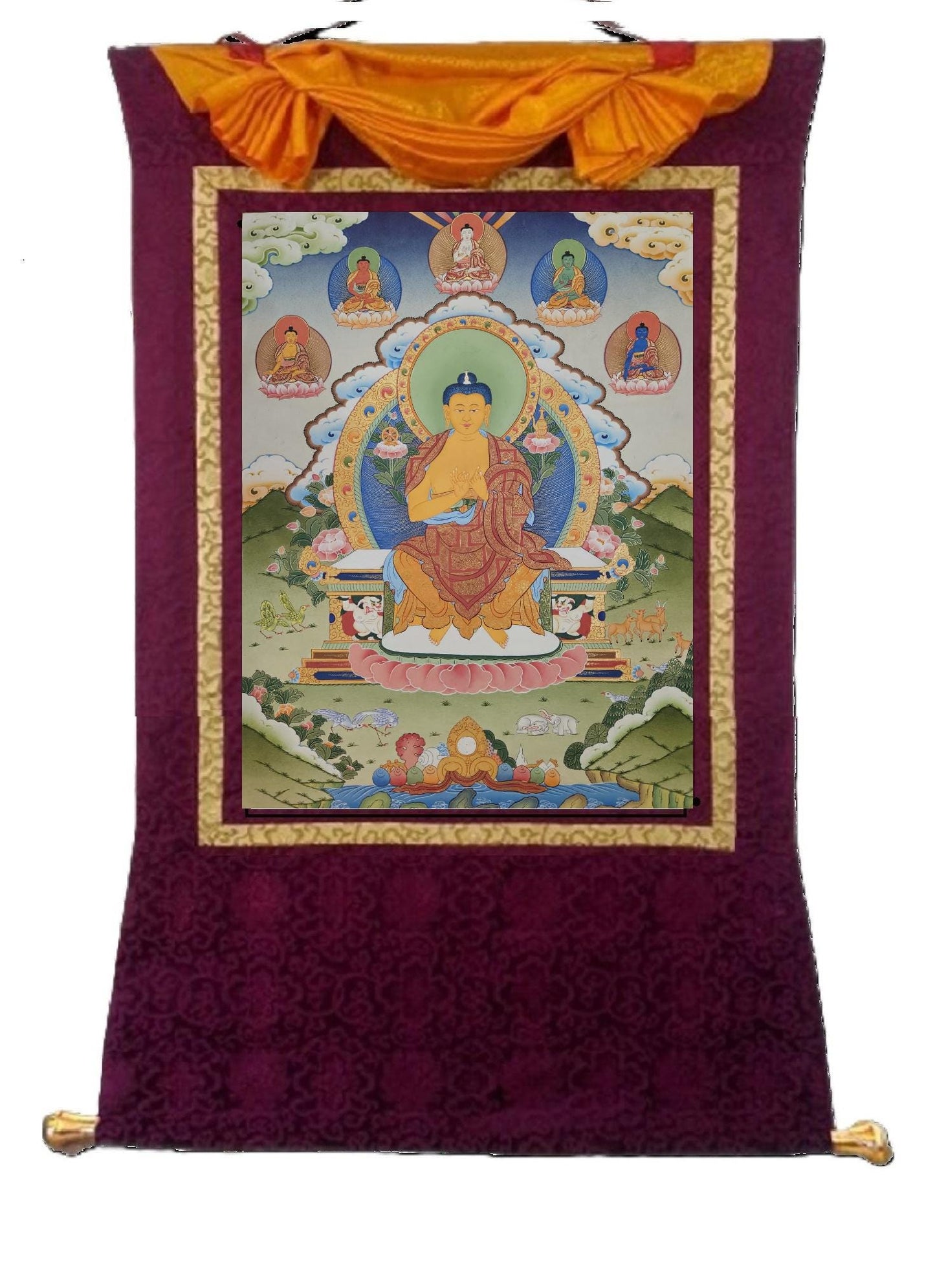 385. Maitreya (Metteyya) Buddha Thangka (Thanka). Free Brocade / Free Shipping.