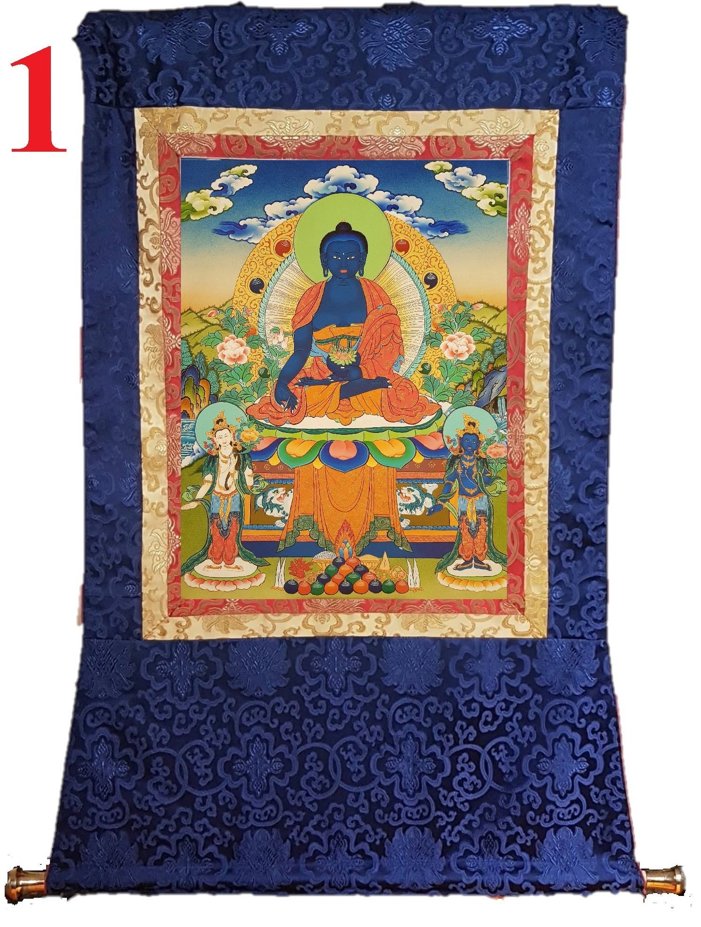 86. Medicine Buddha Thanka (Thangka). Free Brocade / Free Shipping.
