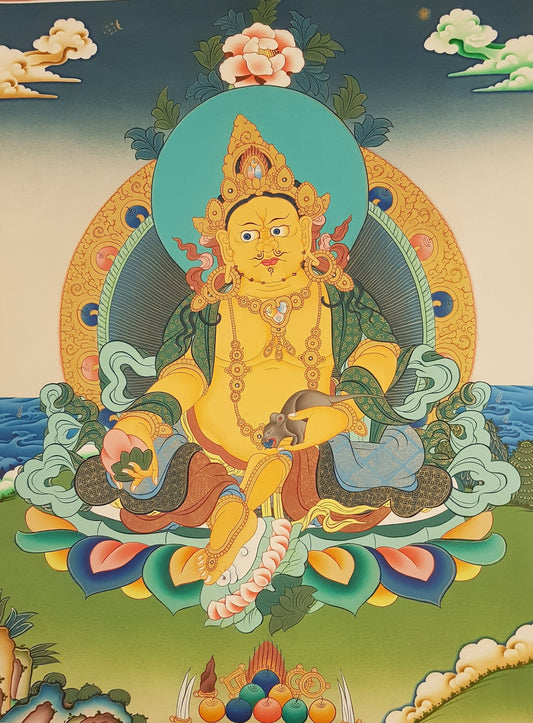 159. Jambhala or Zambhala Thangka (Thanka). Free Brocade / Free Shipping.
