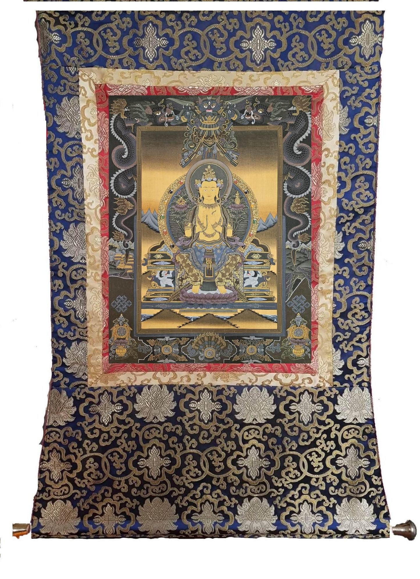368. Maitreya (Metteyya) Buddha Thangka (Thanka). Free Brocade / Free Shipping.