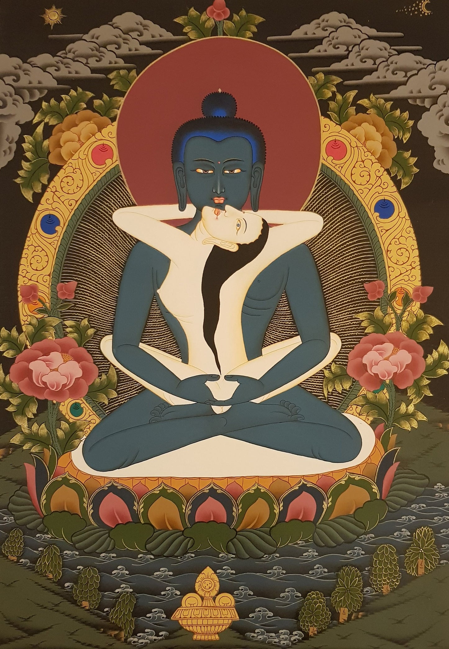 105. Samantabhadra Thangka (Thanka).  Free Brocade / Free Shipping.