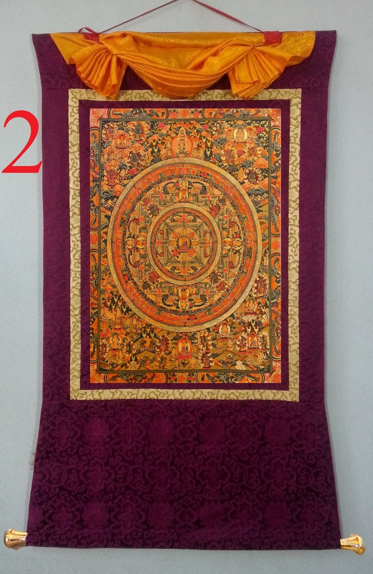 226. Buddha Mandala Thangka (Thanka). Free Brocade / Free Shipping.