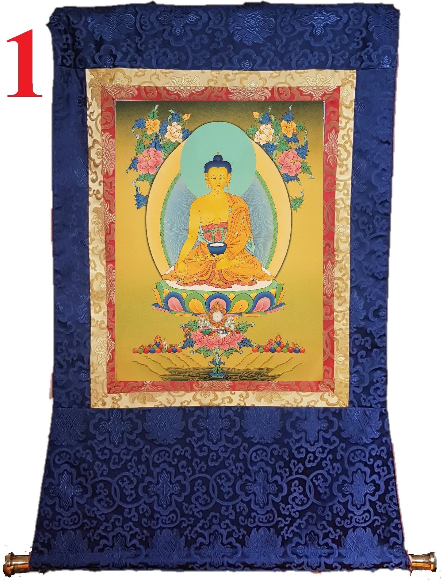 116. Shakyamuni Buddha Thangka (Thanka). Free Brocade / Free Shipping.