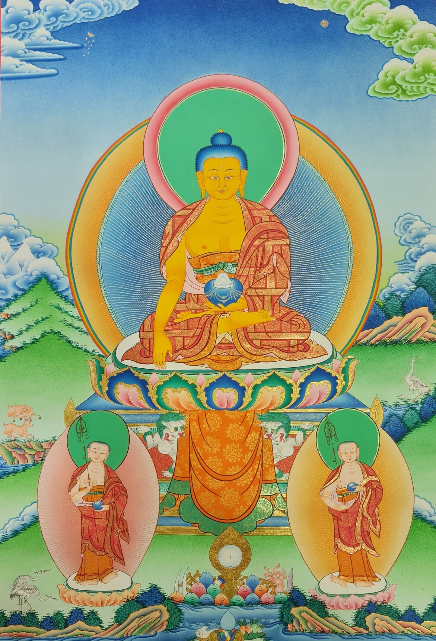 142. Shakyamuni Buddha Thangka (Thanka). Free Brocade / Free Shipping.