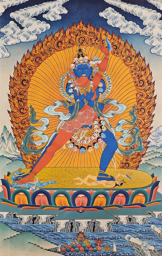 1. Two-Armed Heruka Chakrasamvara Thangka (Thanka). Free Brocade / Free Shipping.
