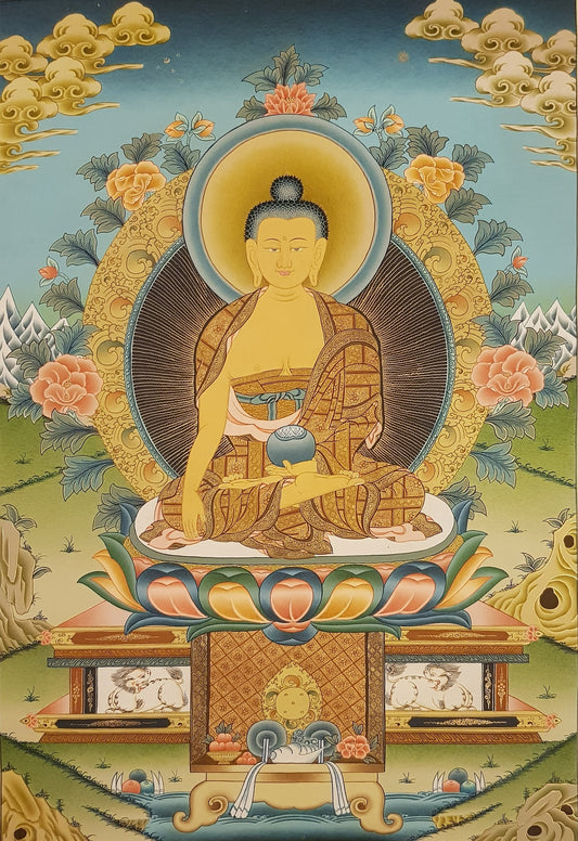 118. Shakyamuni Buddha Thangka (Thanka). Free Brocade / Free Shipping.