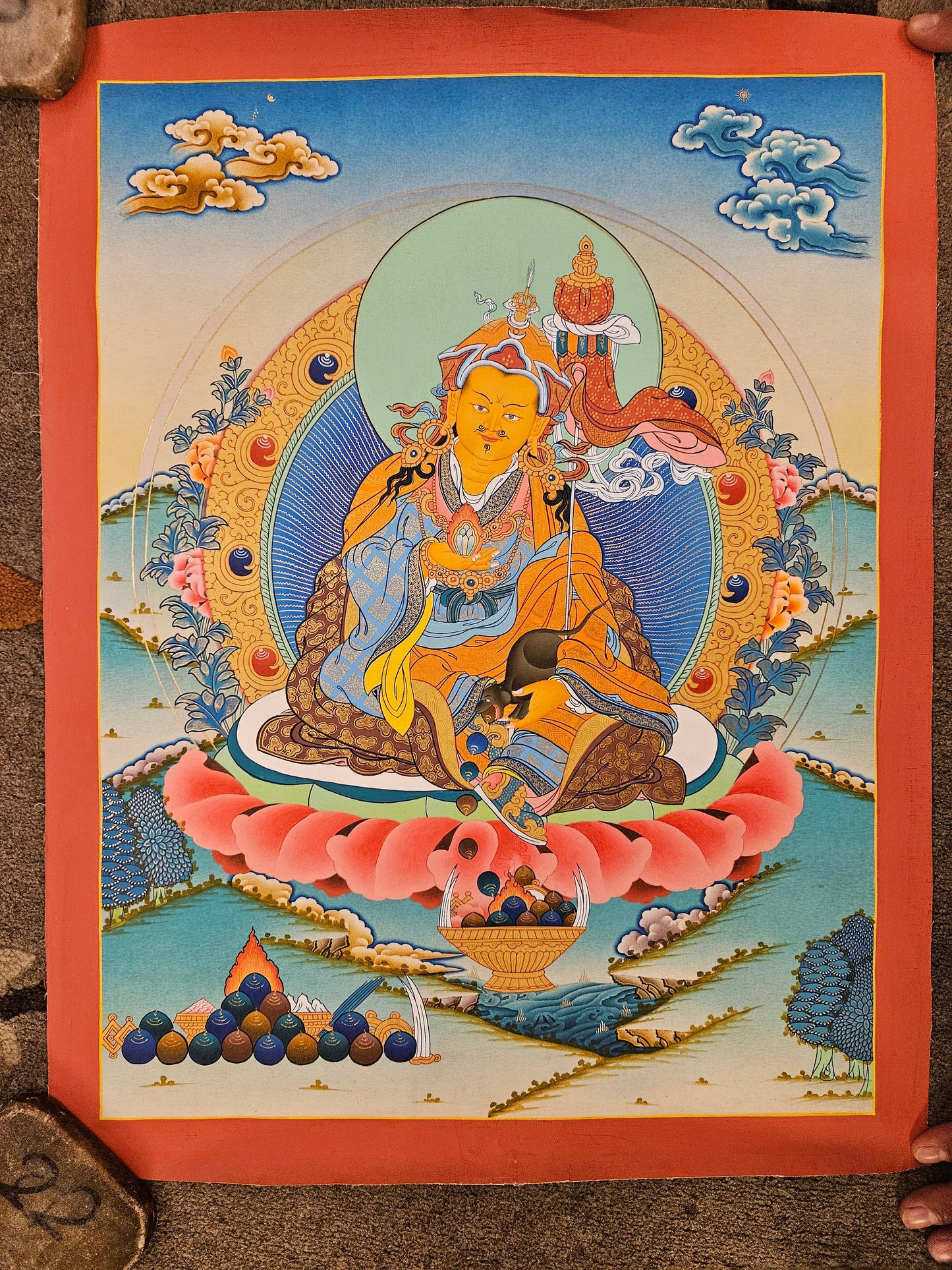 174. Khandro Norlha (Guru Jambhala) Thangka (Thanka). Free Brocade / Free Shipping.