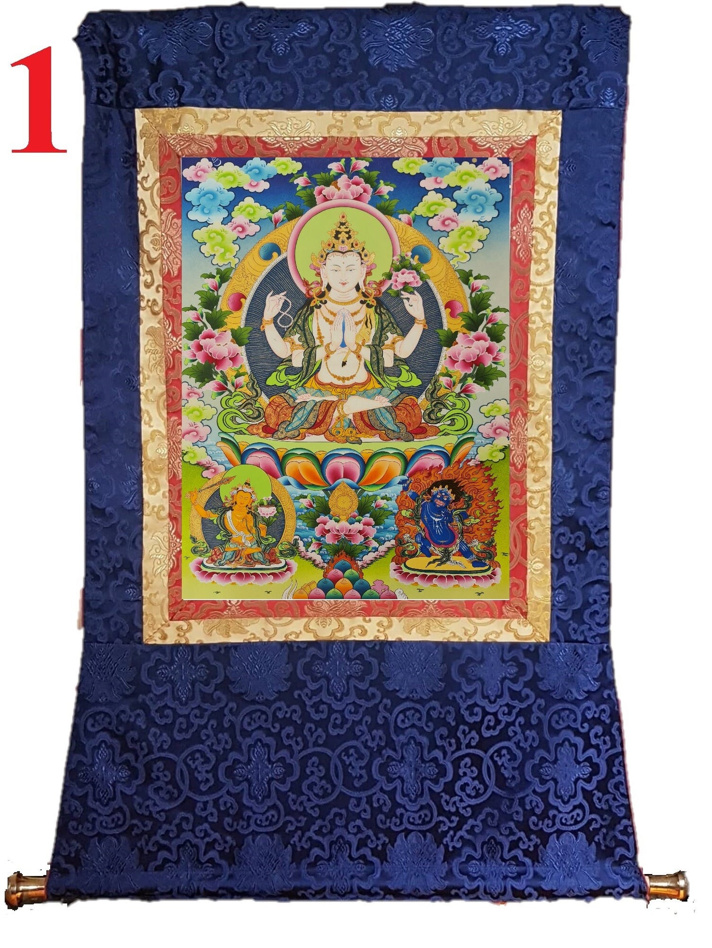31. Chenrezig Thangka (Thanka). Free Brocade / Free Shipping.