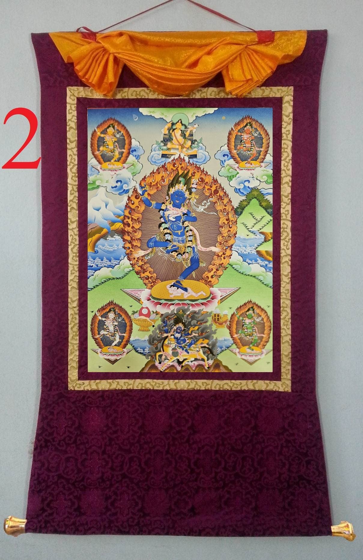 211. Troma Nagmo, the Black Wrathful Mother Thangka (Thanka). Free Brocade / Free Shipping.