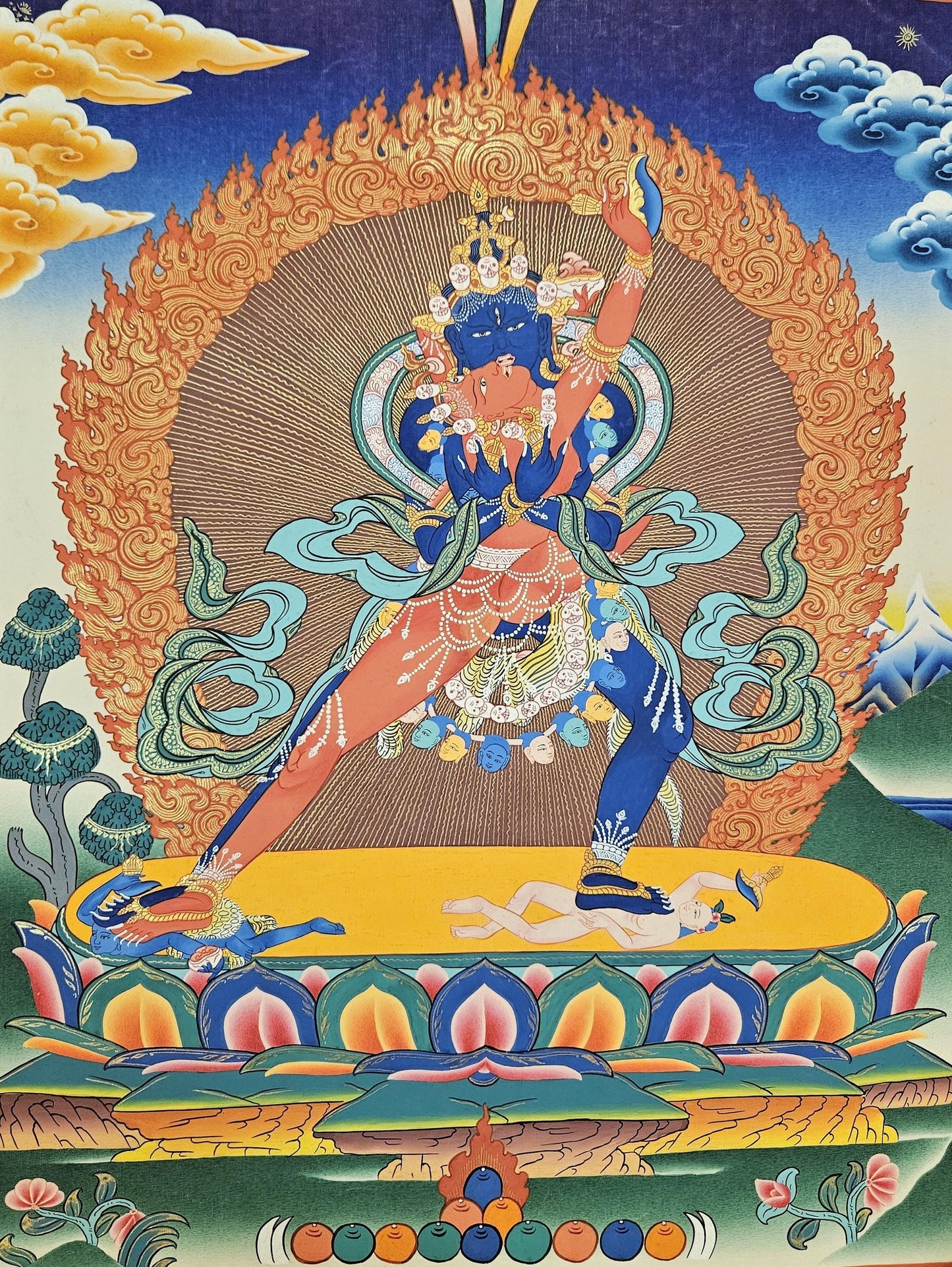 401. Two (2) -Armed Heruka Chakrasamvara with Consort Thangka (Thanka). Free Brocade / Free Shipping.