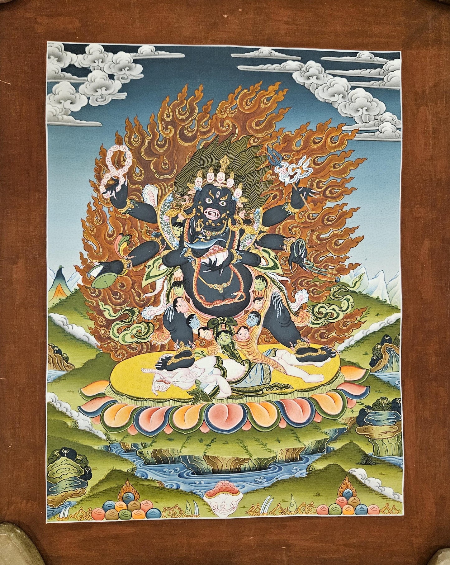 402. 6 Six Arm Mahakala Thanka (Thangka). Free Brocade / Free Shipping.