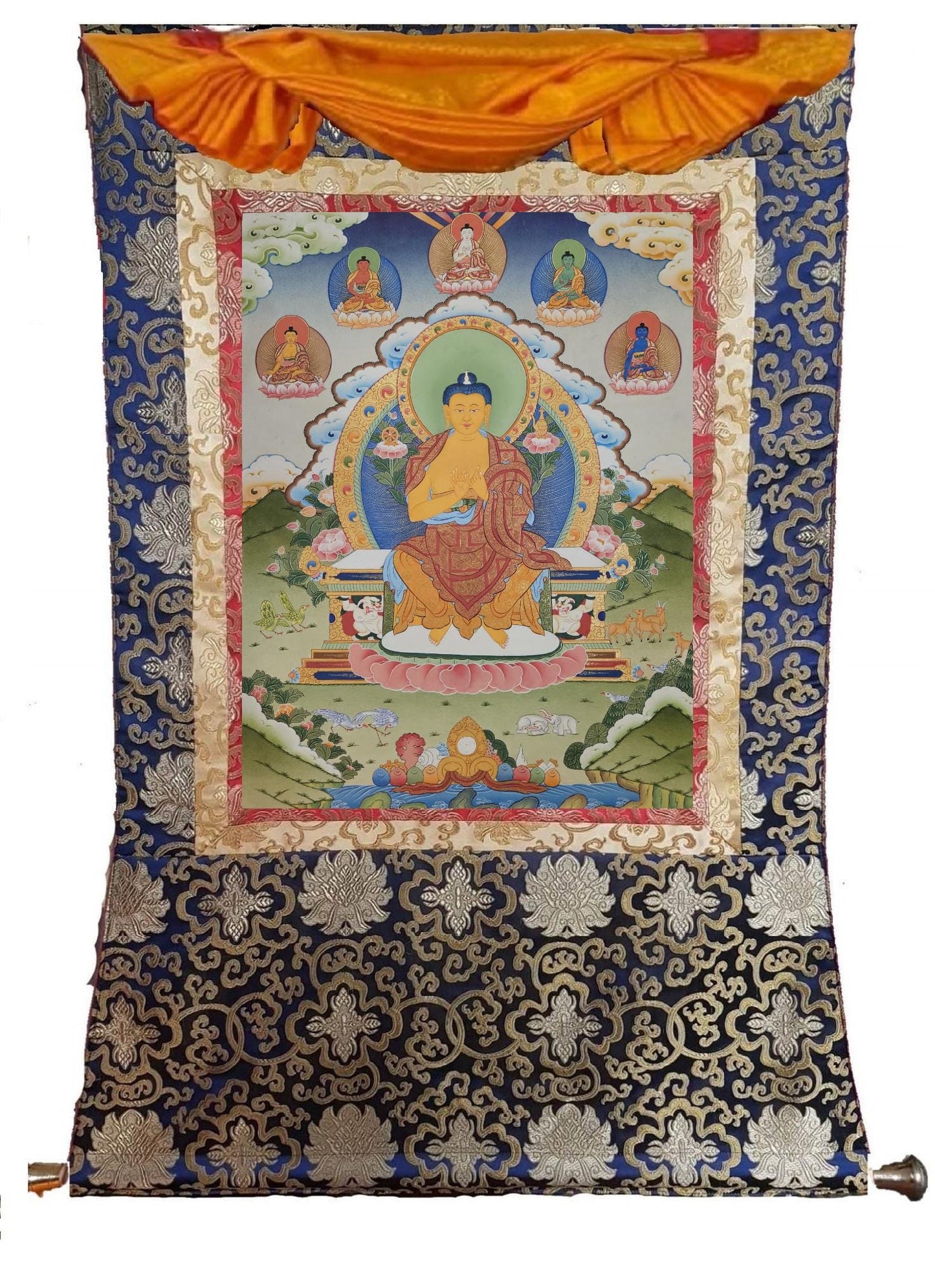 385. Maitreya (Metteyya) Buddha Thangka (Thanka). Free Brocade / Free Shipping.