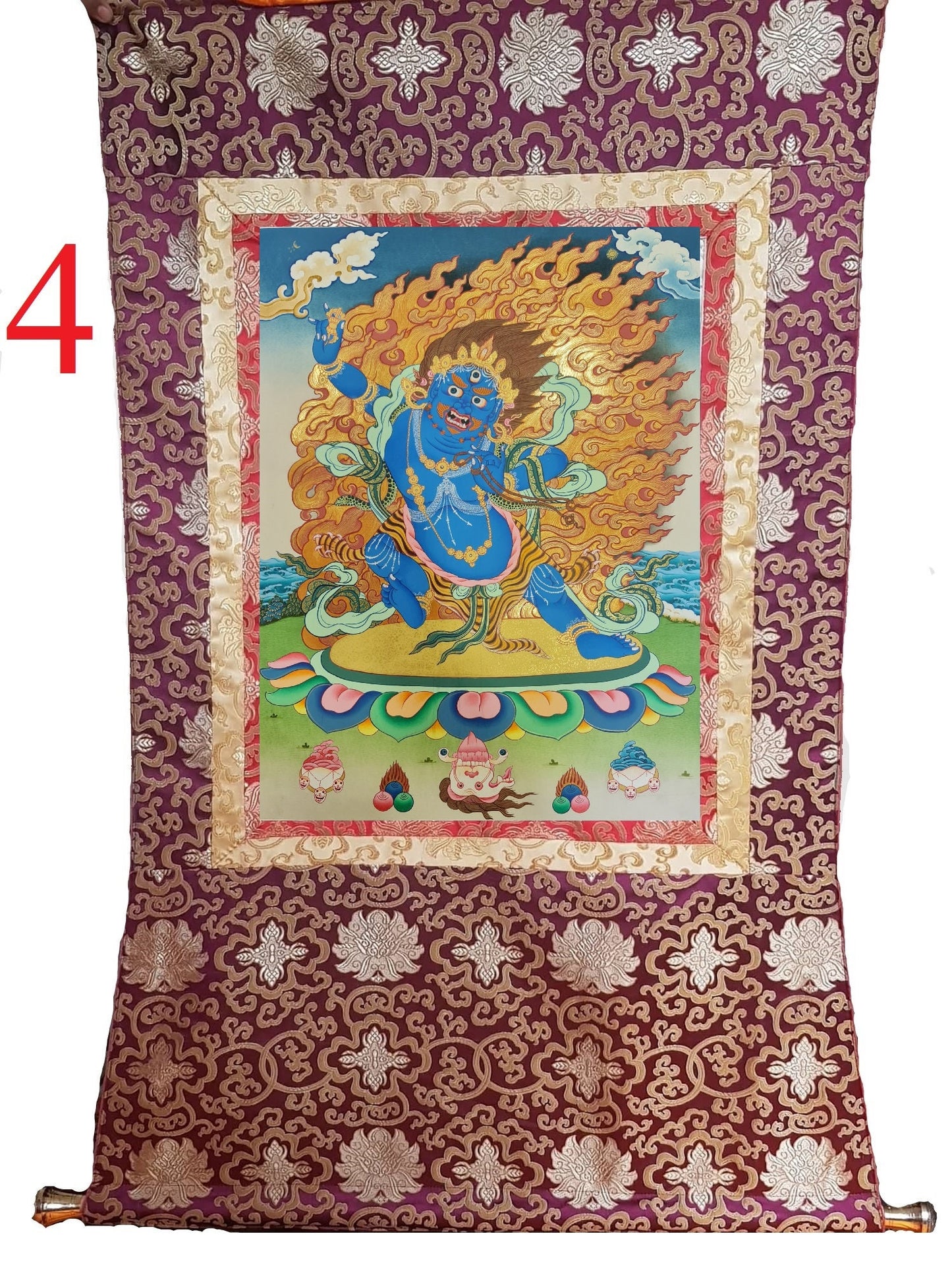 49. Vajrapani Thangka (Thanka).  Free Brocade / Free Shipping.