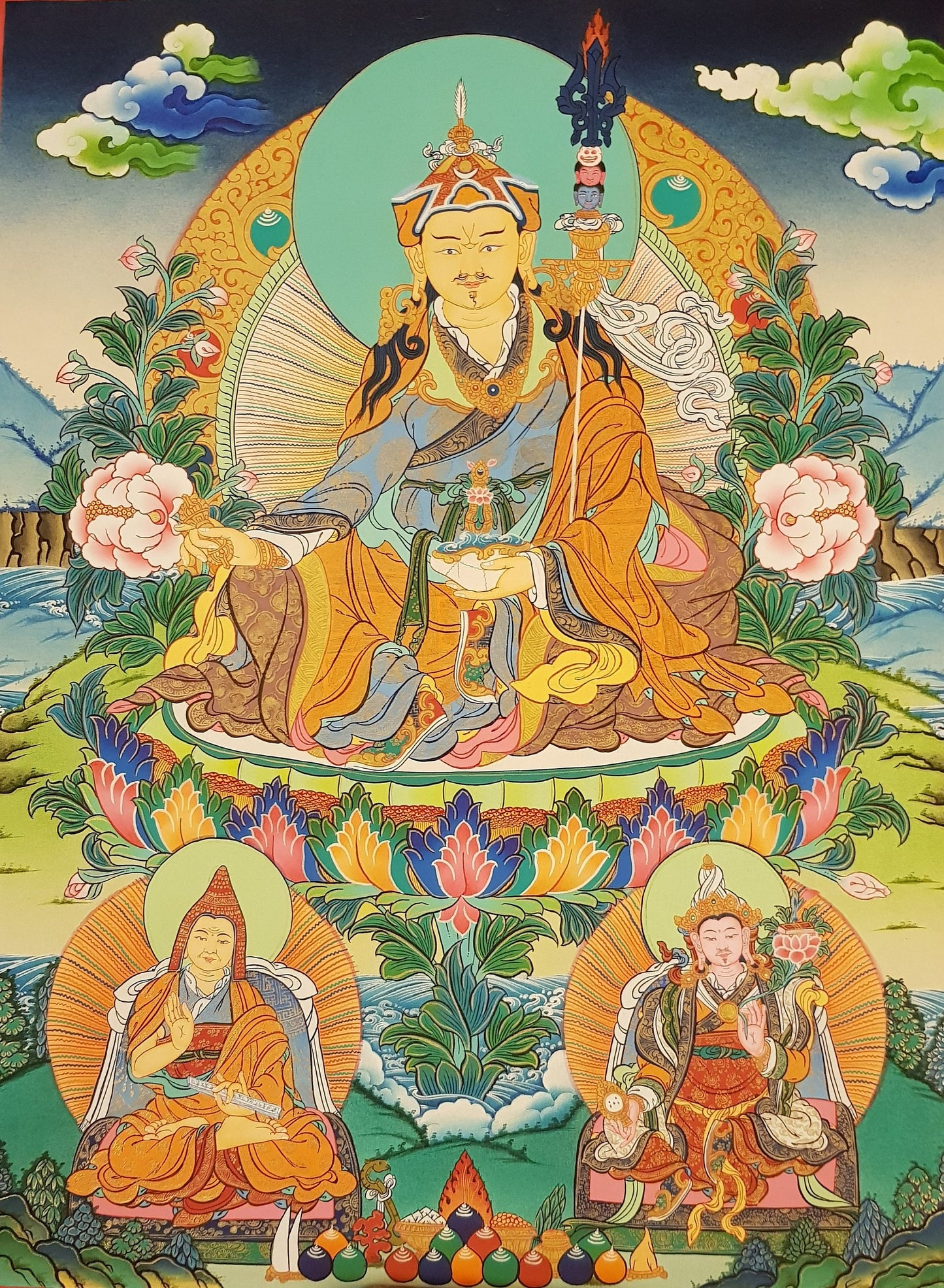 66. Guru Rinpoche Padmasambhava Thanka (Thangka). Free Brocade / Free Shipping.