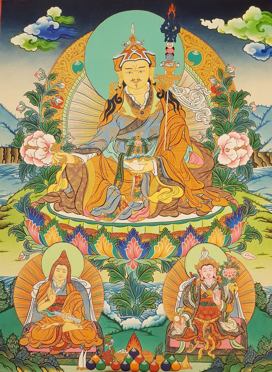 66. Guru Rinpoche Padmasambhava Thanka (Thangka). Free Brocade / Free Shipping.