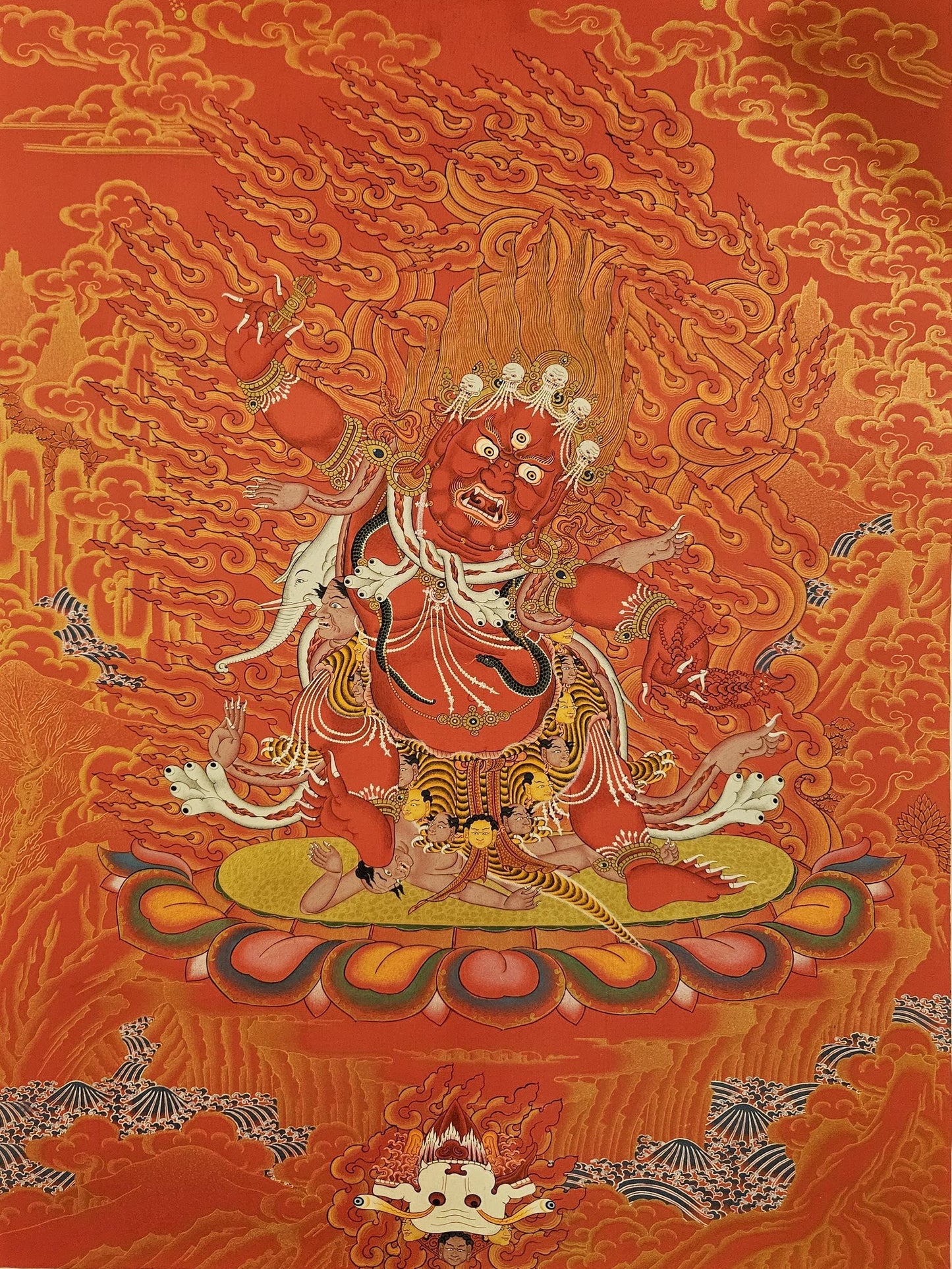 19. Guru Dragpo Thangka (Thanka) Painting. Free Brocade / Free Shipping.