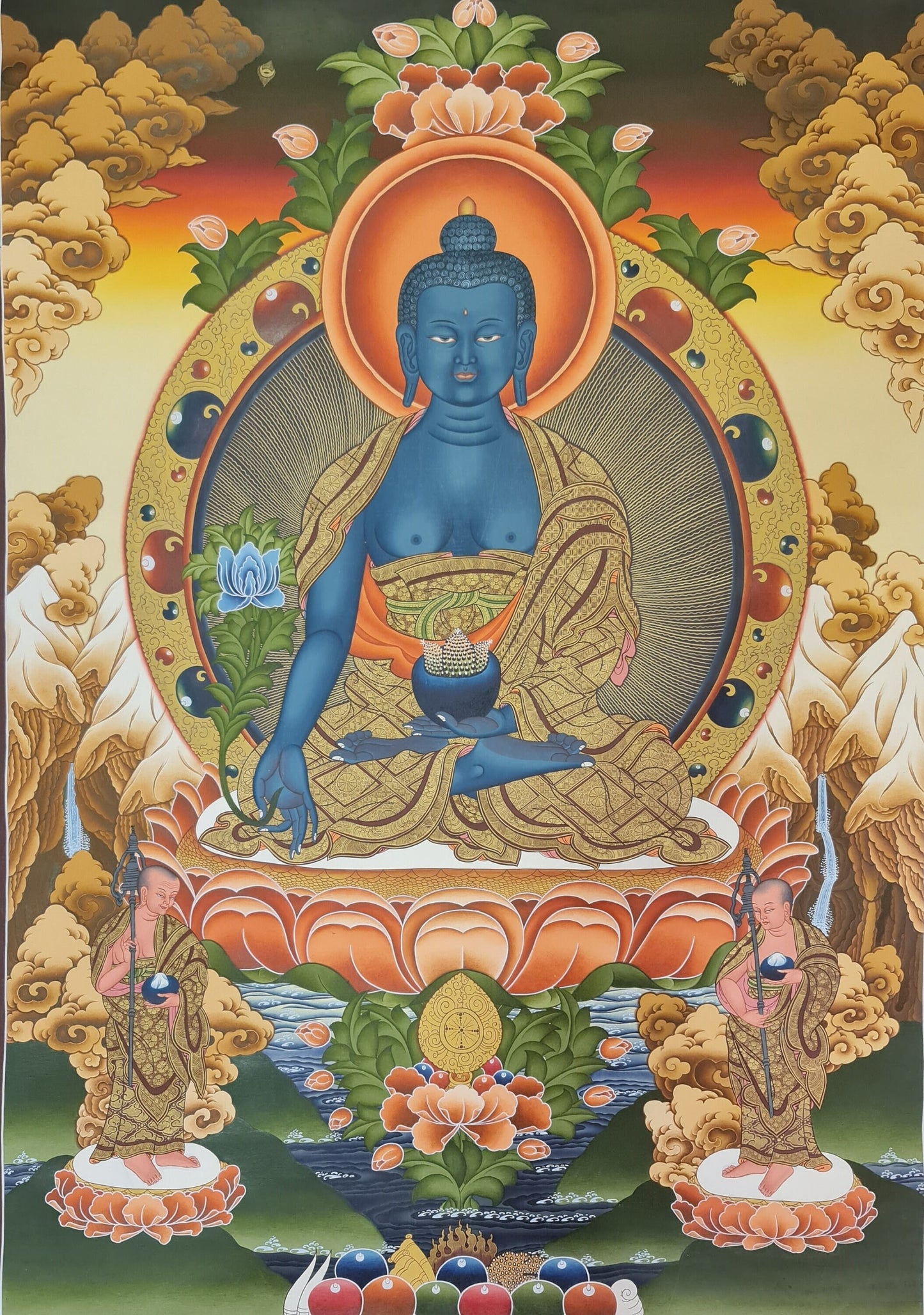 182. Medicine Buddha Thanka (Thangka). Free Brocade / Free Shipping.